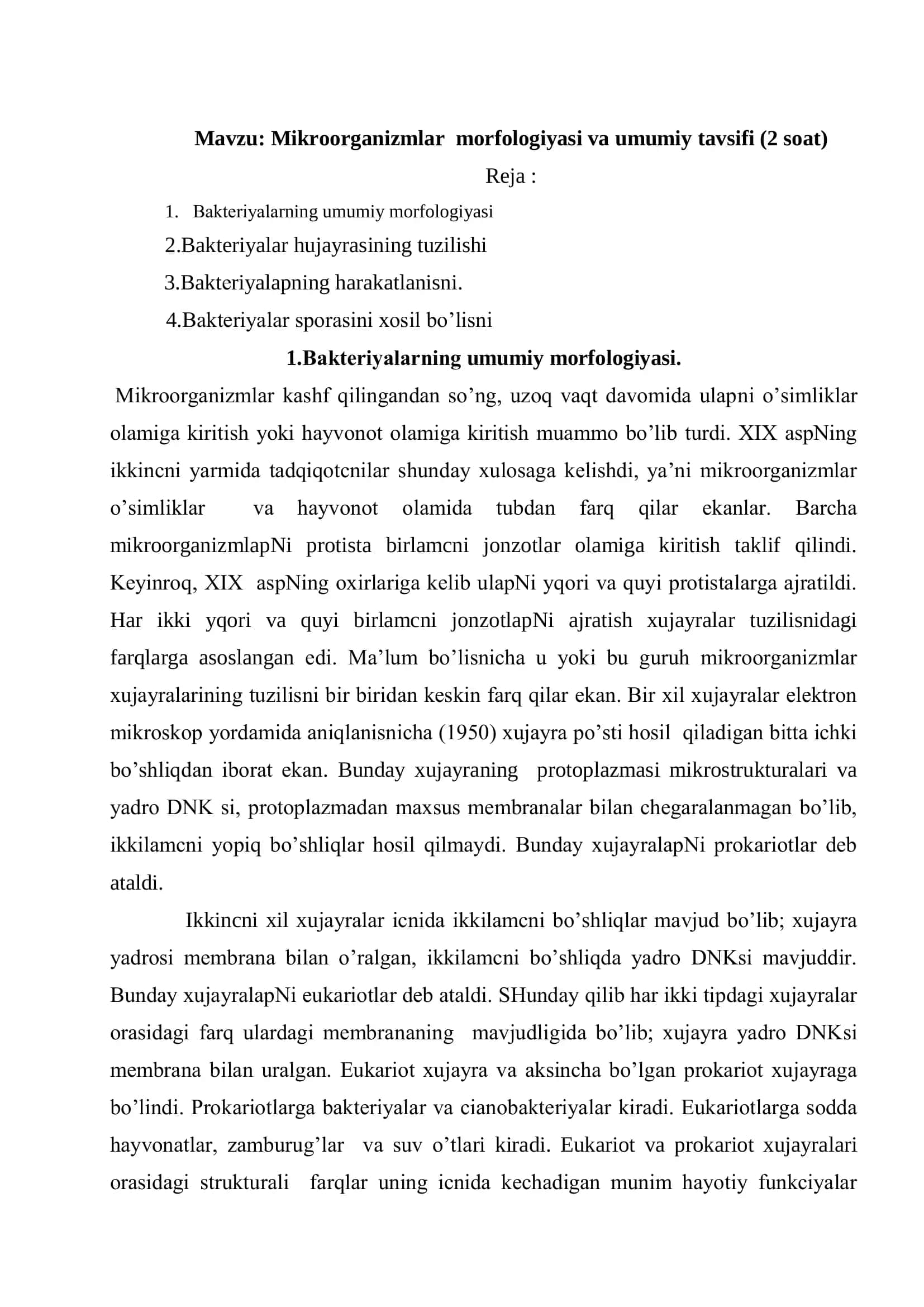 Mikroorganizmlap morfologiyasi va umumiy tavsifi 2
