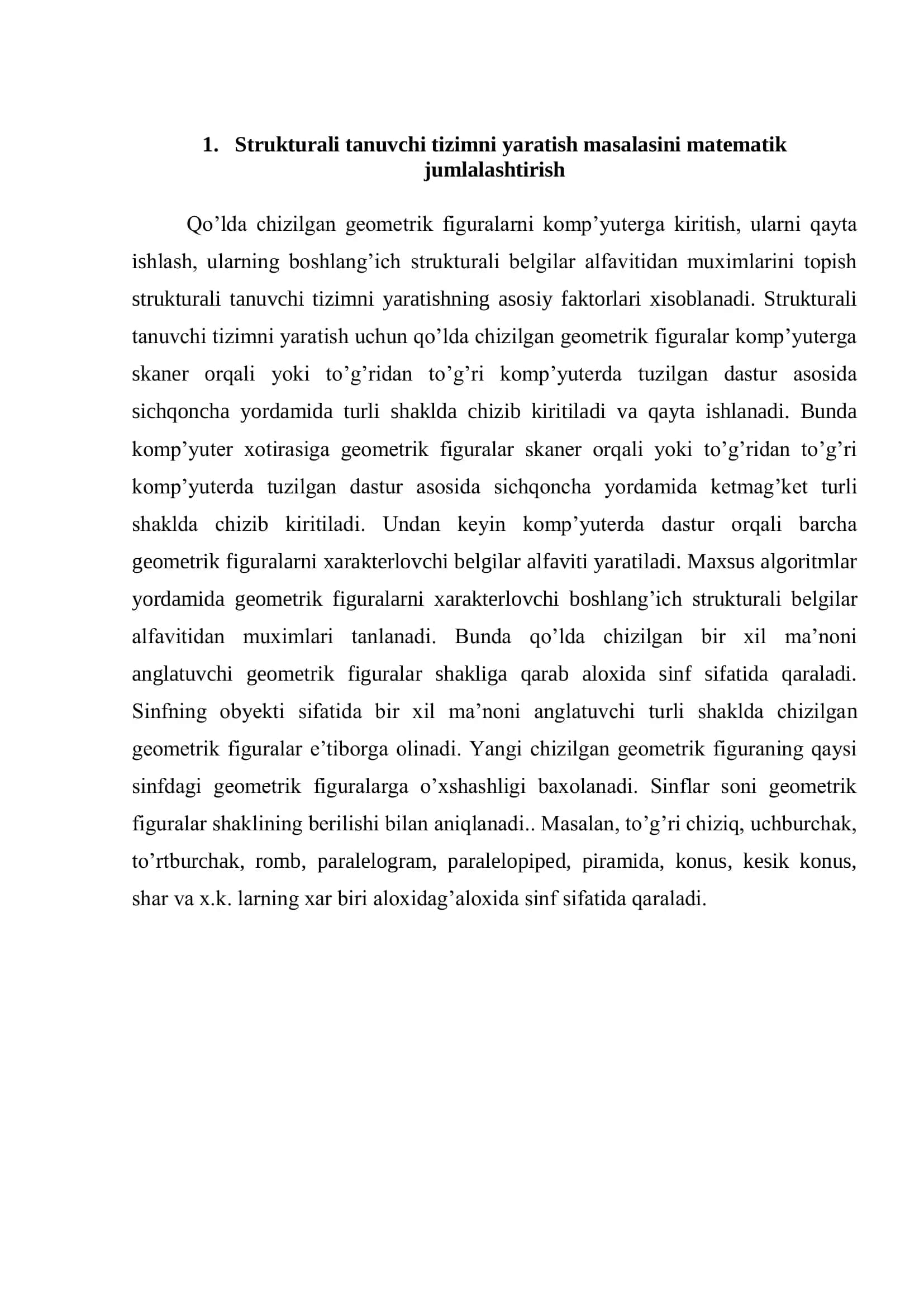 STRUKTURALI TANUVCHI TIZIMNI YARATISH ALGORITMI VA UNING DASTURIY TA’MINOTI 2