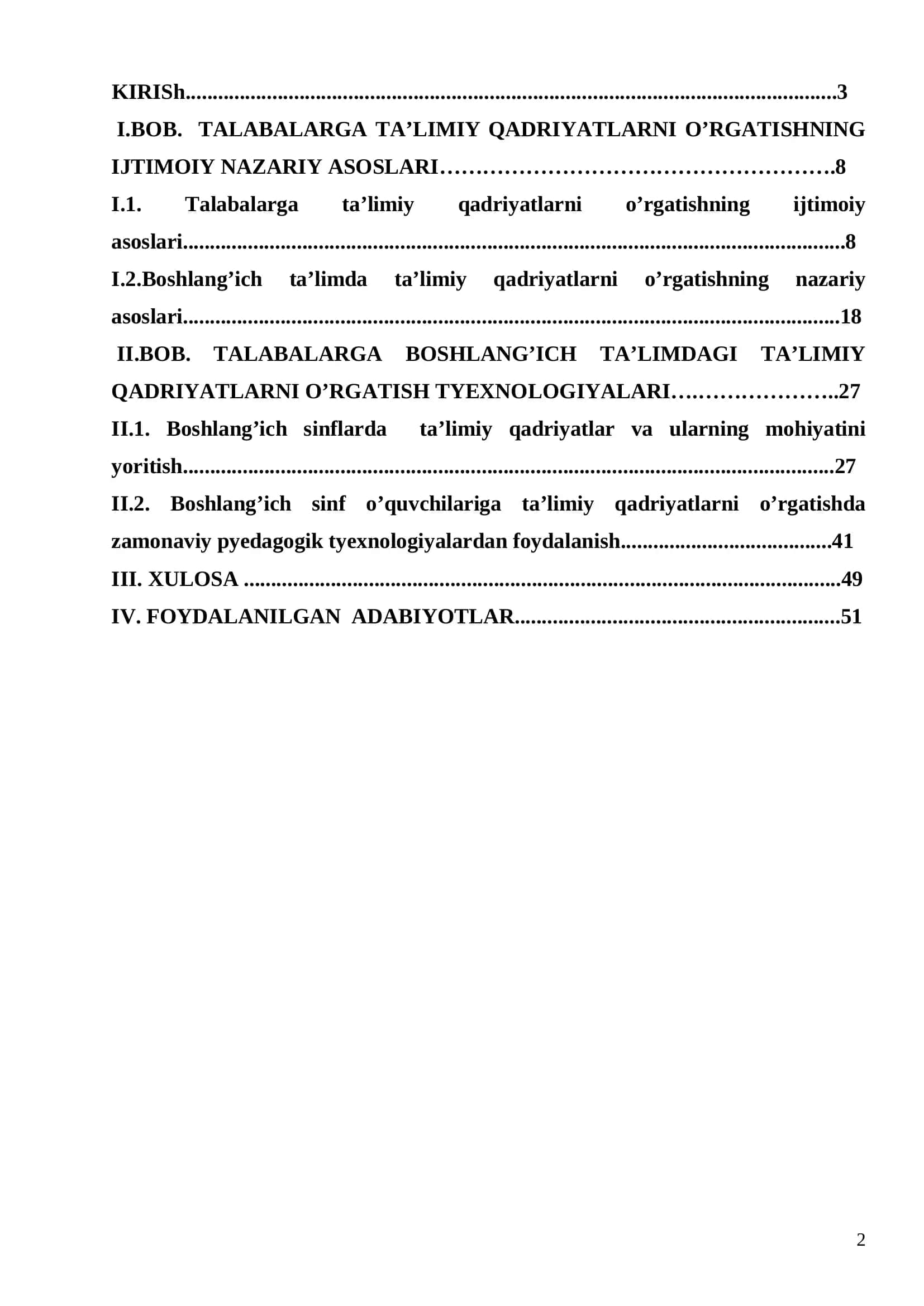 Talabalarga boshlang’ich ta’limda ta’limiy qadriyatlarni o’rgatish tyexnologiyasi 2