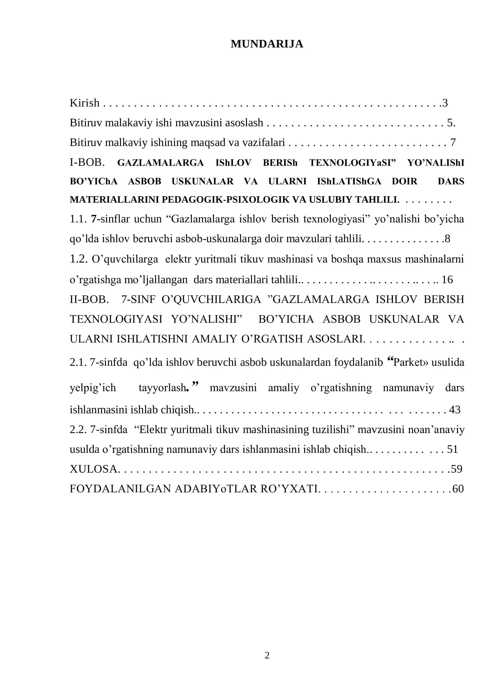 “7-sinf o’quvchilariga “gazlamalarga ishlov berish texnologiyasi” yo’nalishi bo’yicha asbob uskunalarni va ularni ishlatishga oid mavzularni amaliy o’rgatish asoslari.” 2