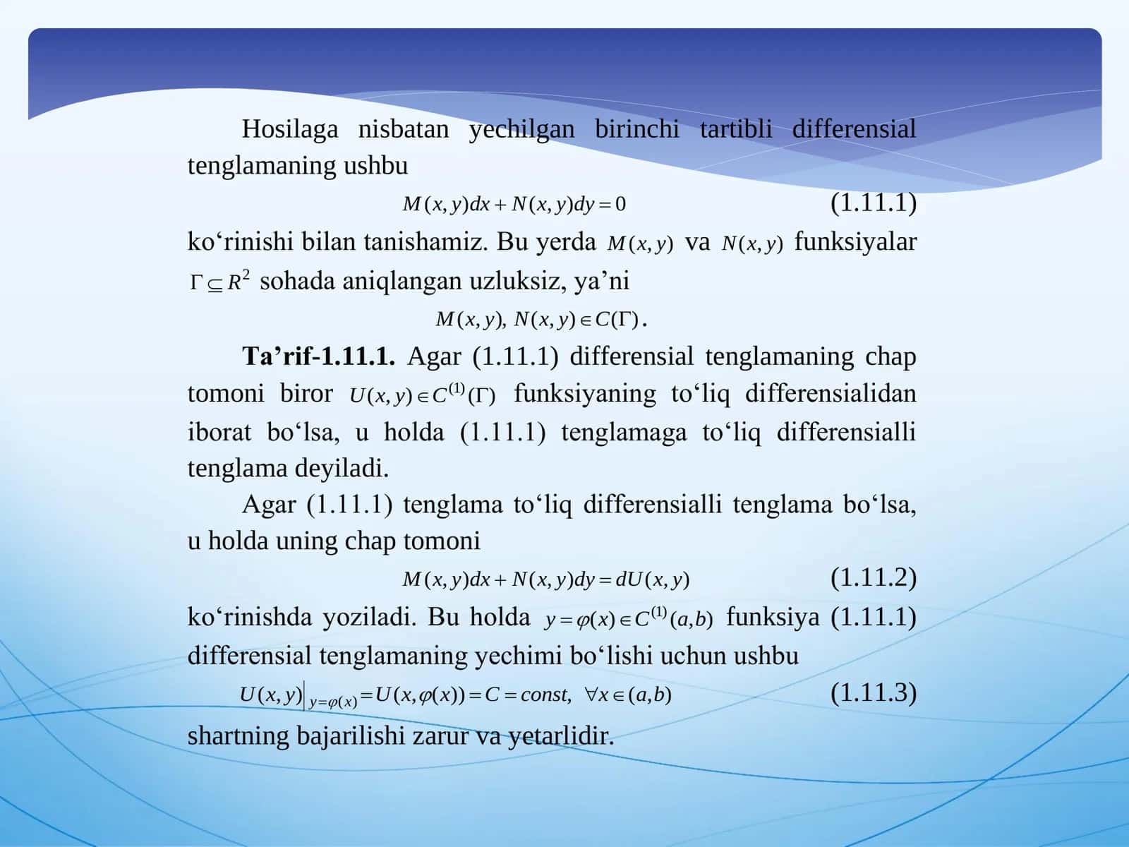 To’liq differensialli tenglama 2