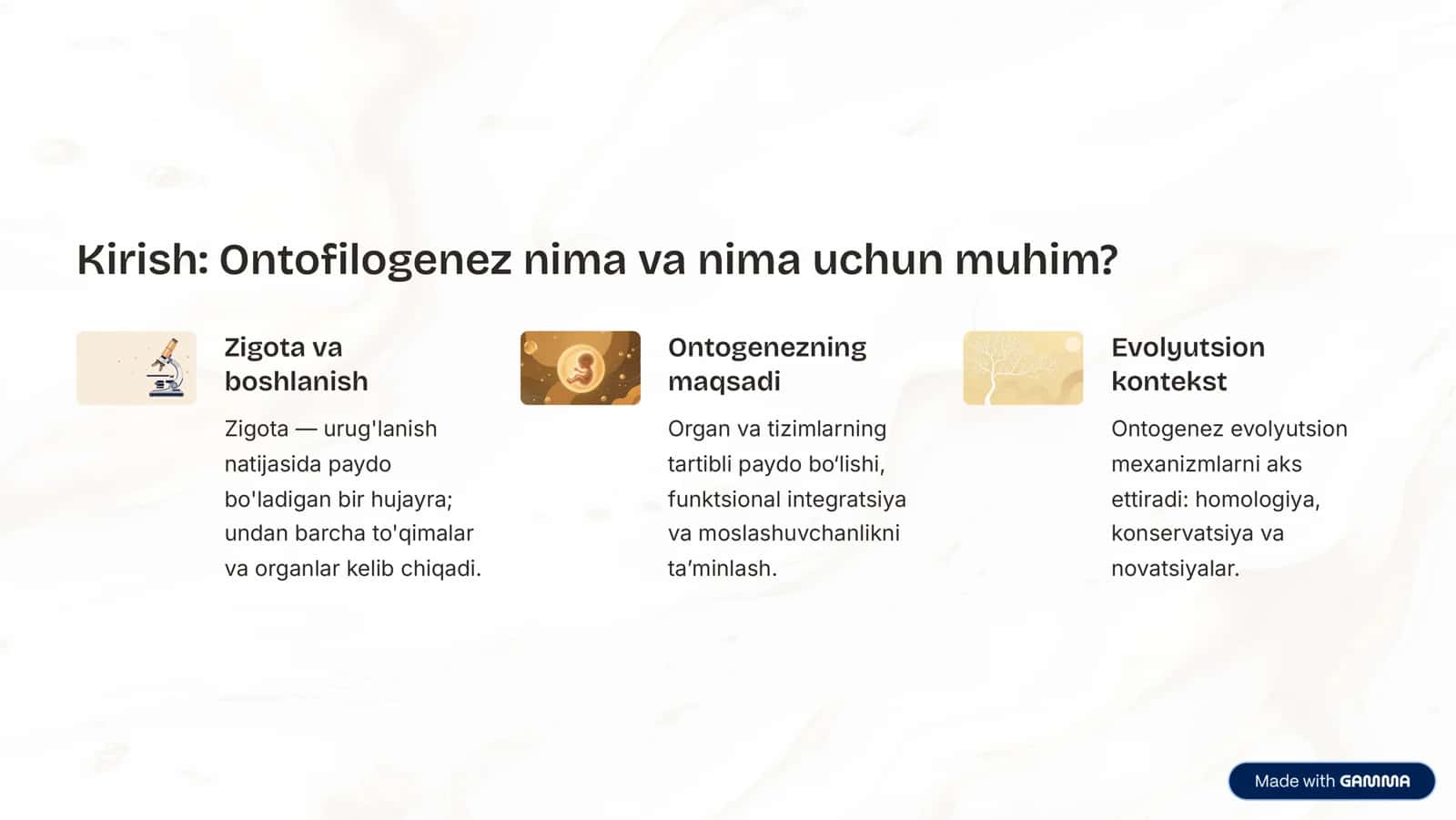 A'zolar sistemasi rivojlanish evolutsiyasi: Ontofilogenez 2