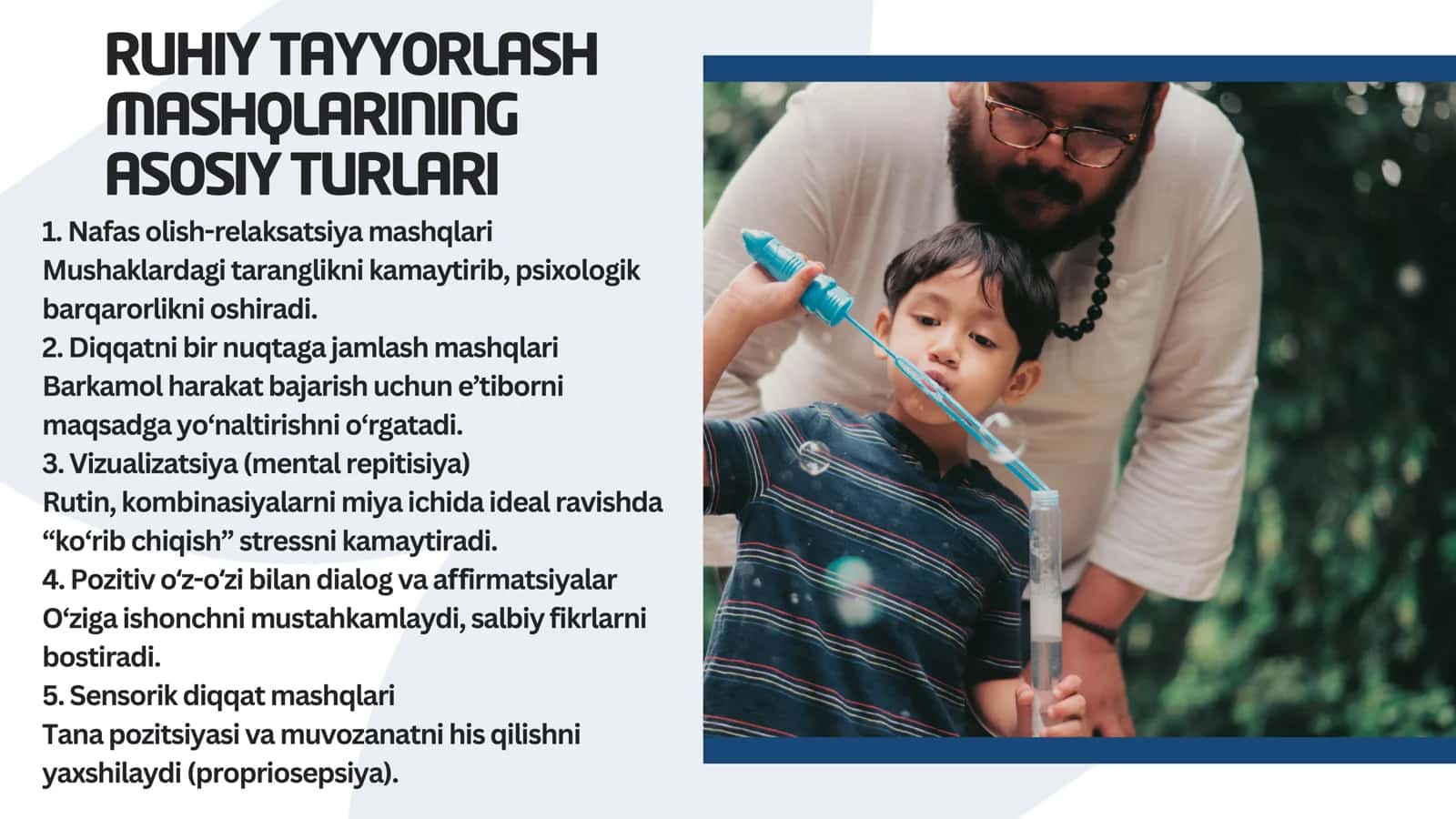 RUHIY TAYYORLASHGA YO'NALTIRILGAN MASHQLAR 2