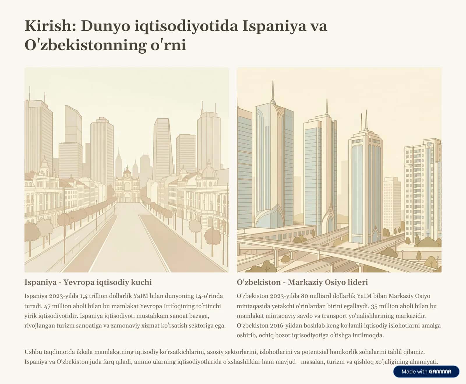 Ispaniya va O'zbekiston Iqtisodiyotlari: Qiyosiy Tahlil 2