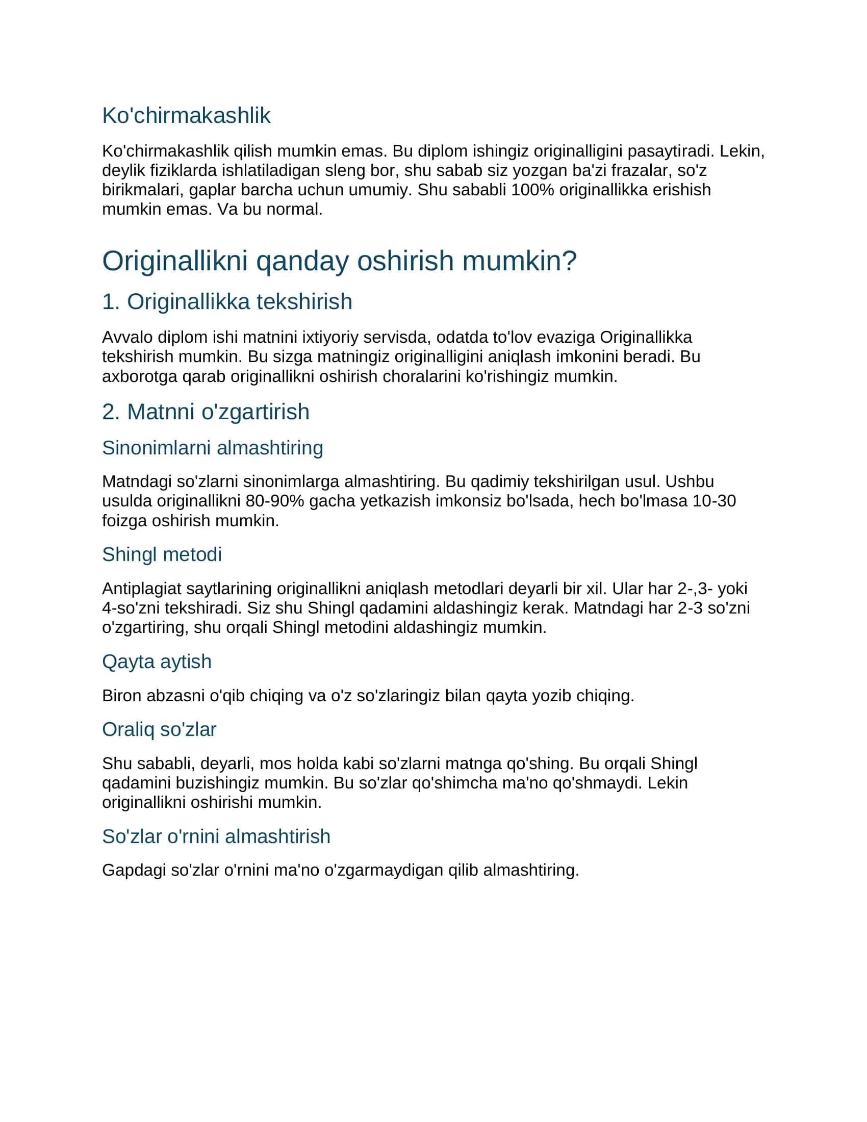 Antiplagiatning ishlash prinsipi va originallikni oshirish usullari 2