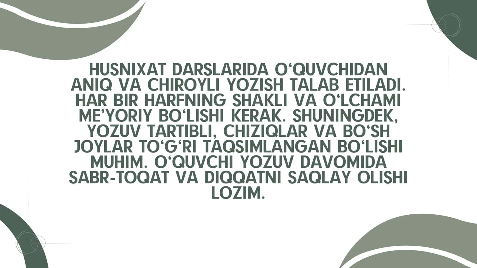HUSNIXAT DARSLARIGA TALABLAR 2