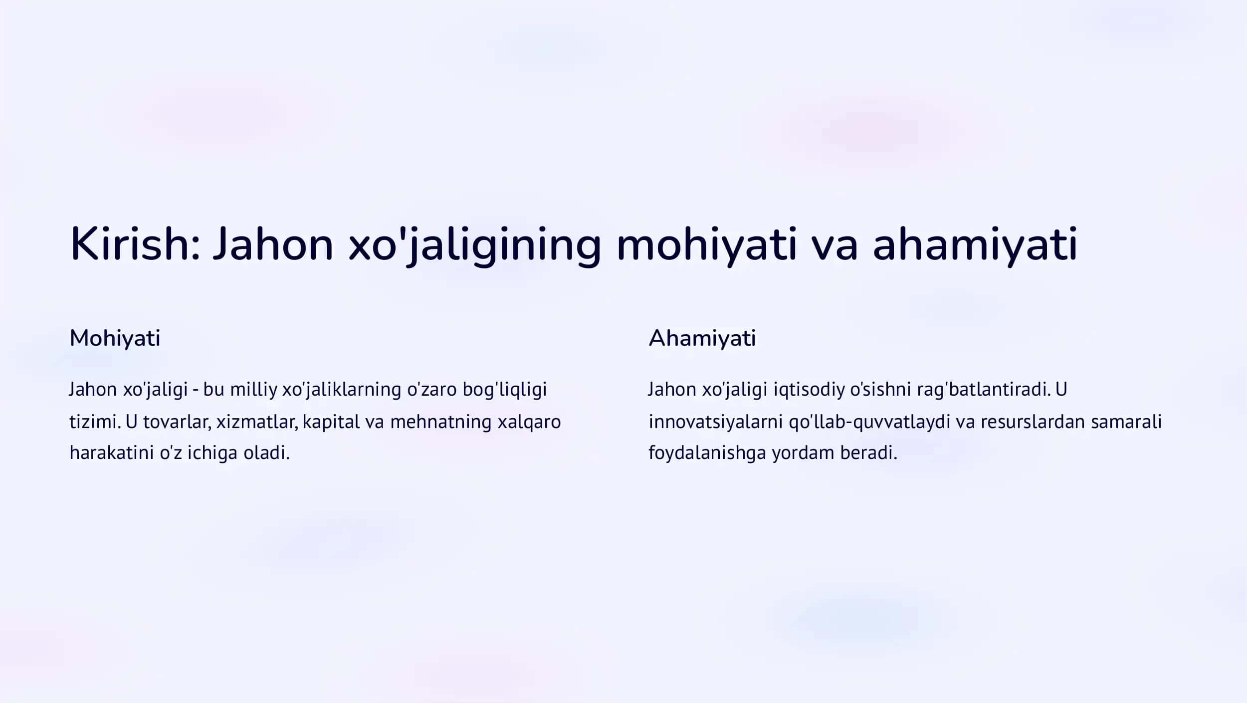 Jahon xo'jaligi va uning evolyutsiyasi 2