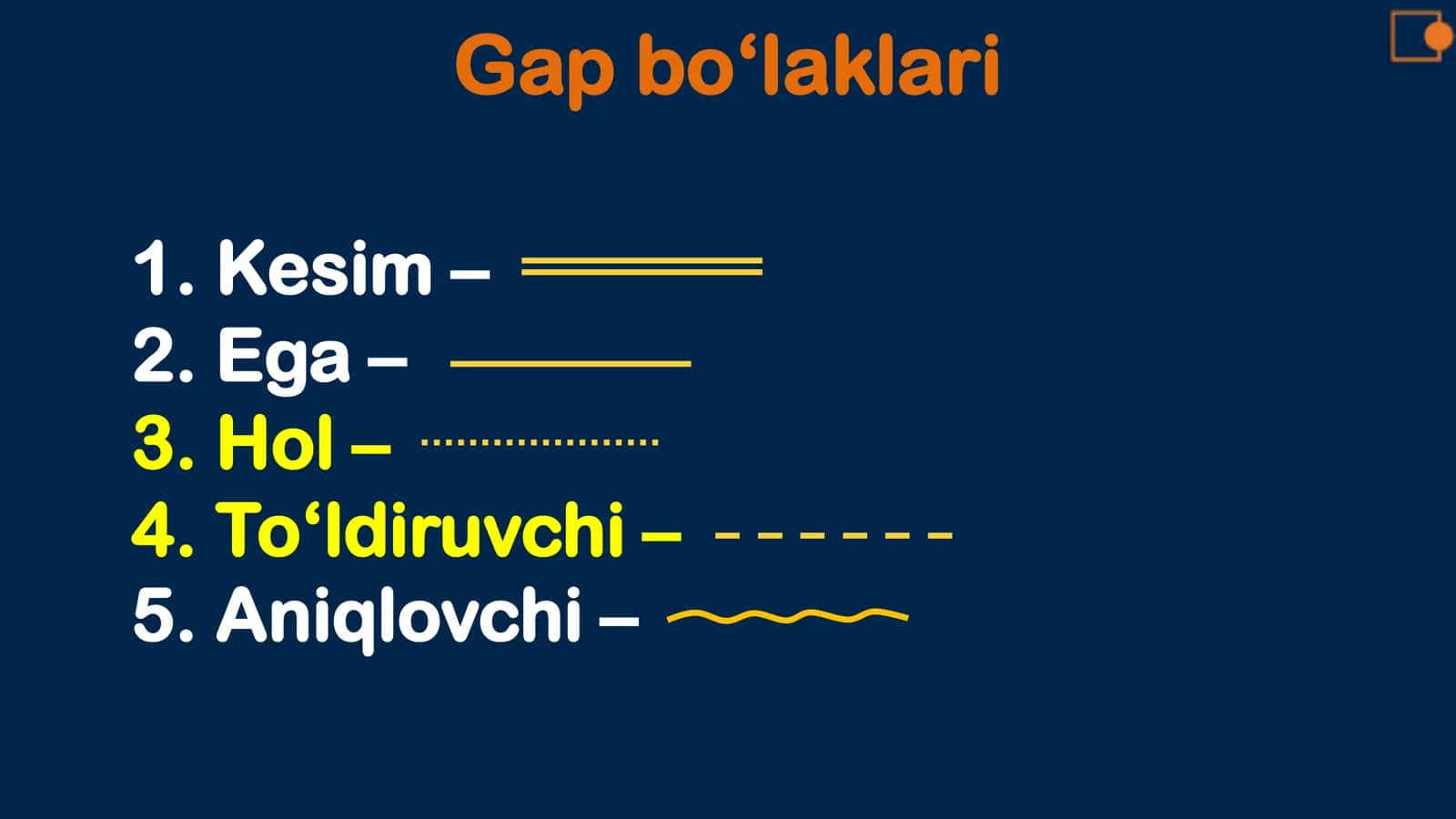 Ikkinchi darajali bo‘laklar 2