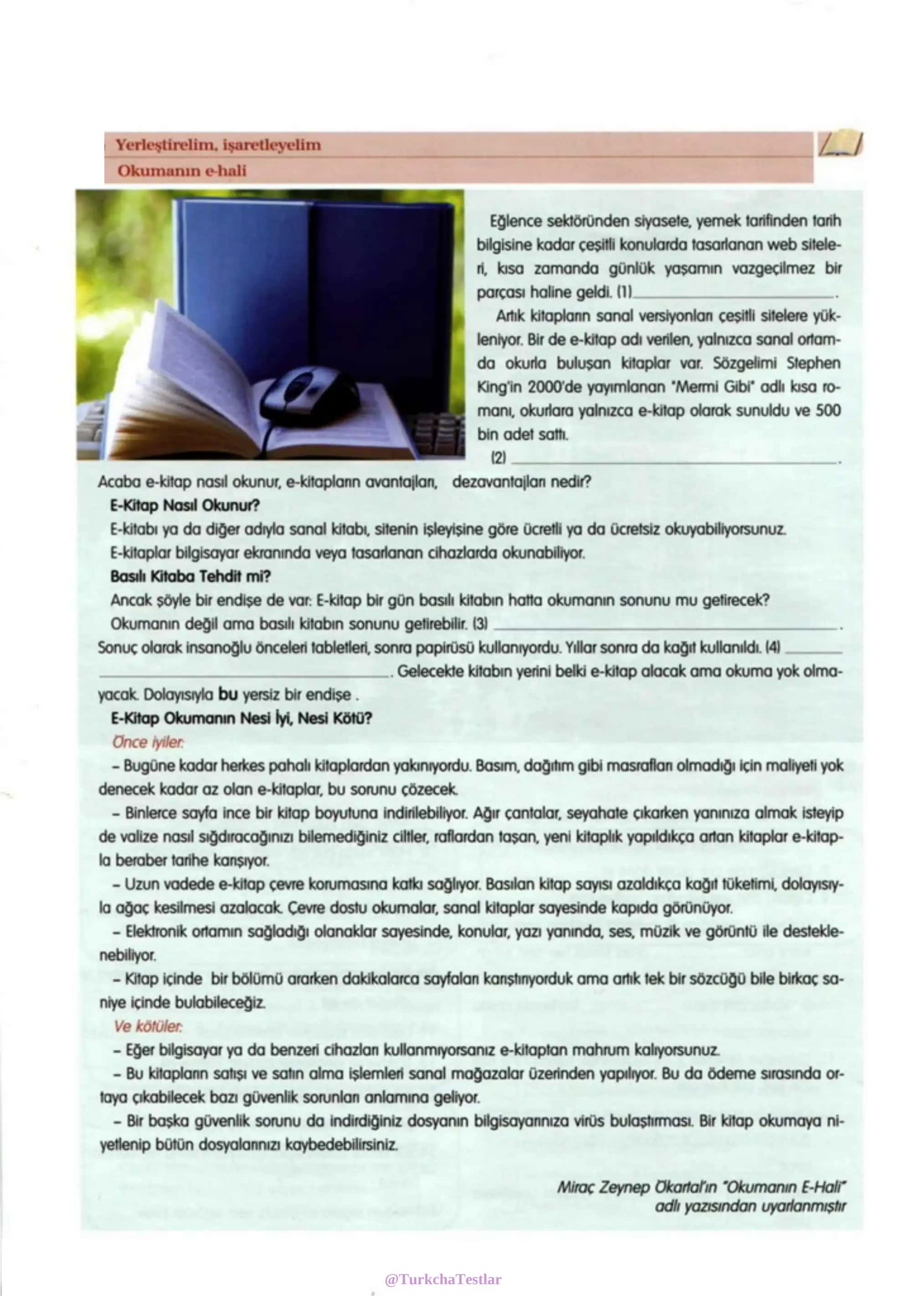 Okuma ve Dinleme - Türkçe Testler 2