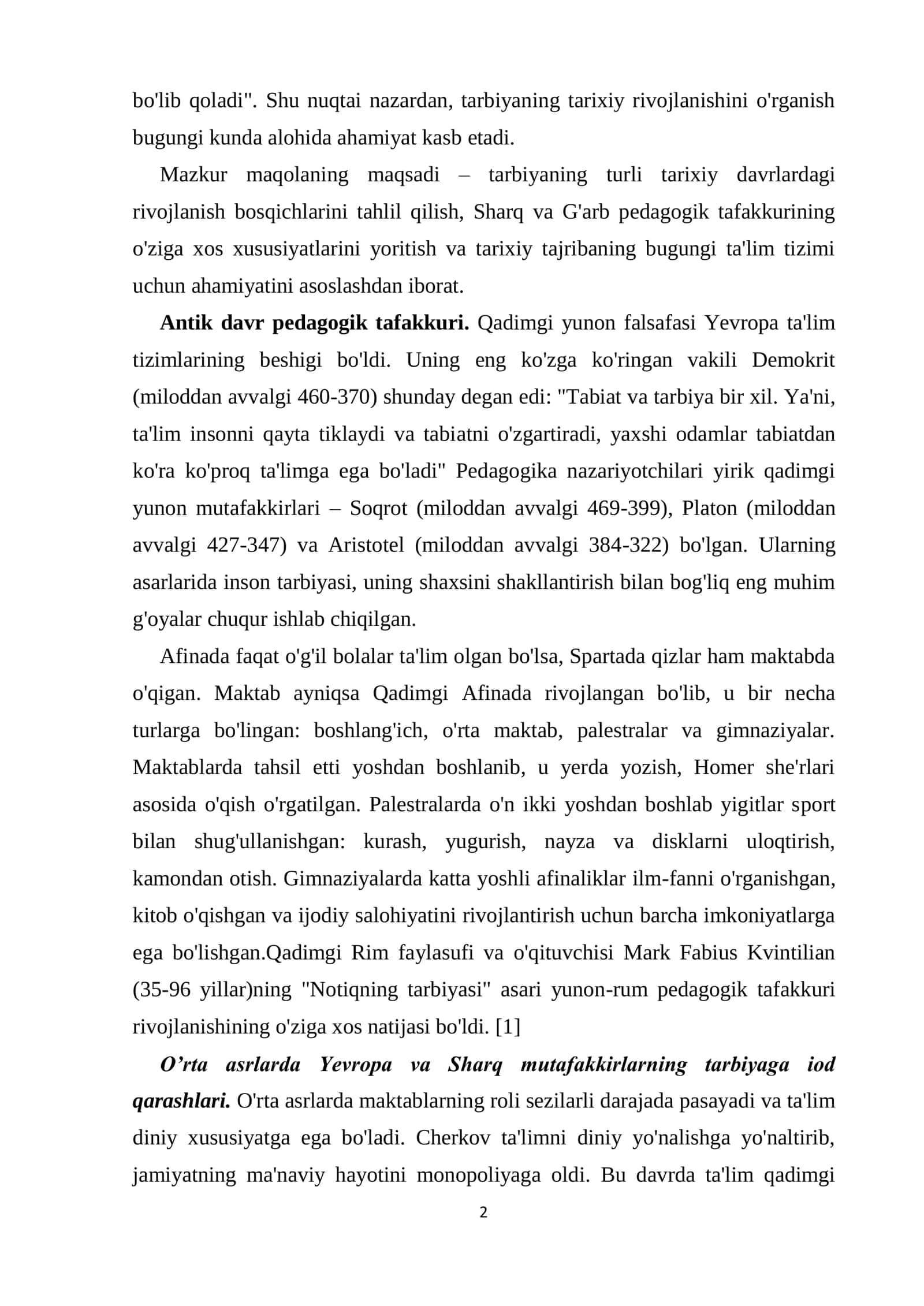 TARBIYANING TARIXIY RIVOJLANISHI 2