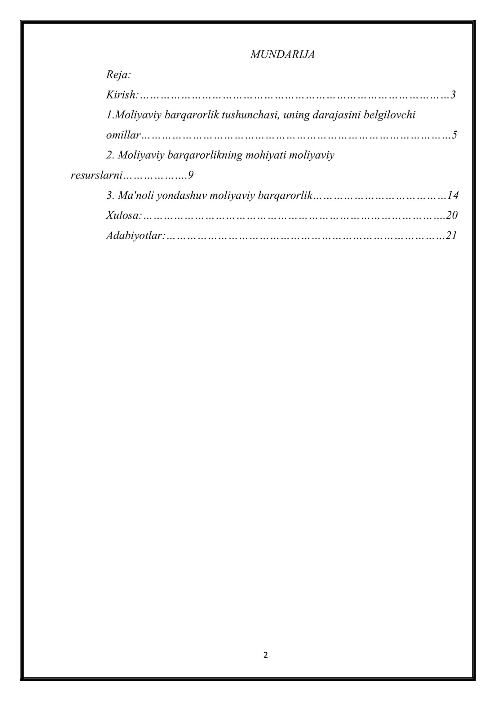 Moliyaviy barqarorlik tahlilning mazmuni maqsadi va vazifalari 2