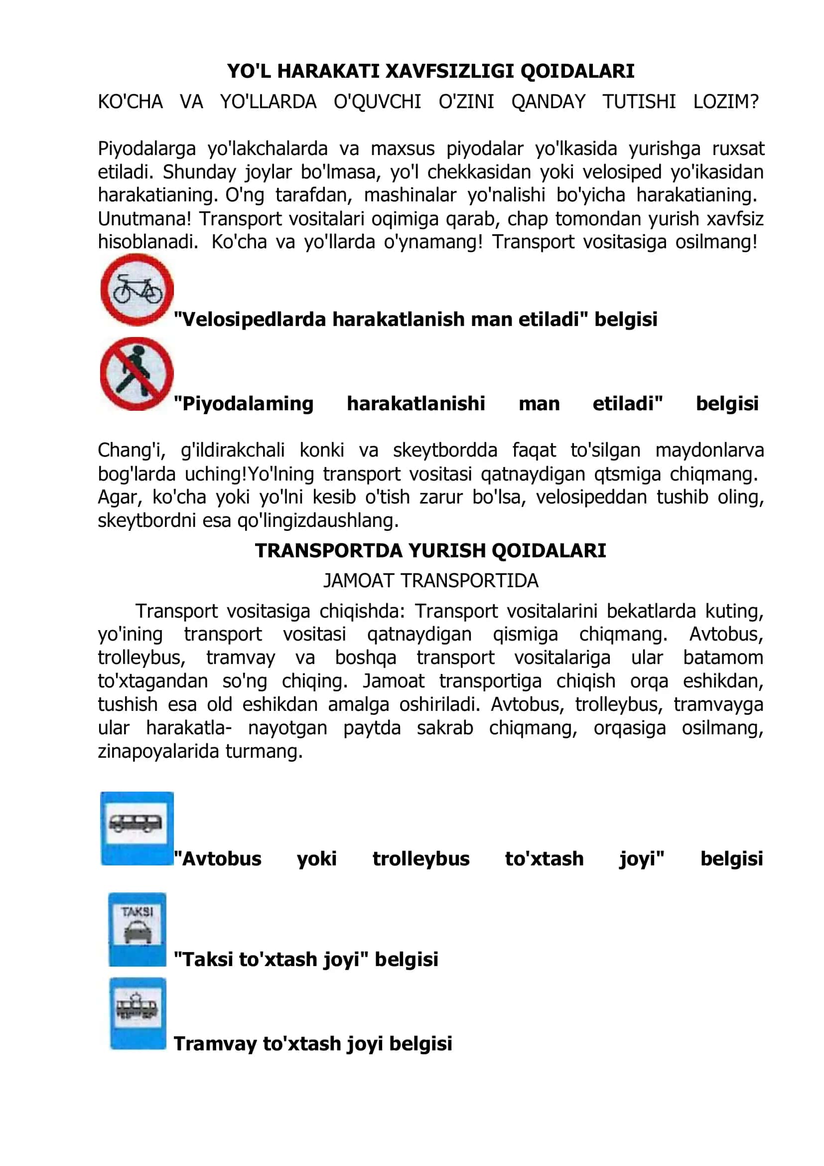 Yo’l Harakati Xavfsizligi Qoidalari 2