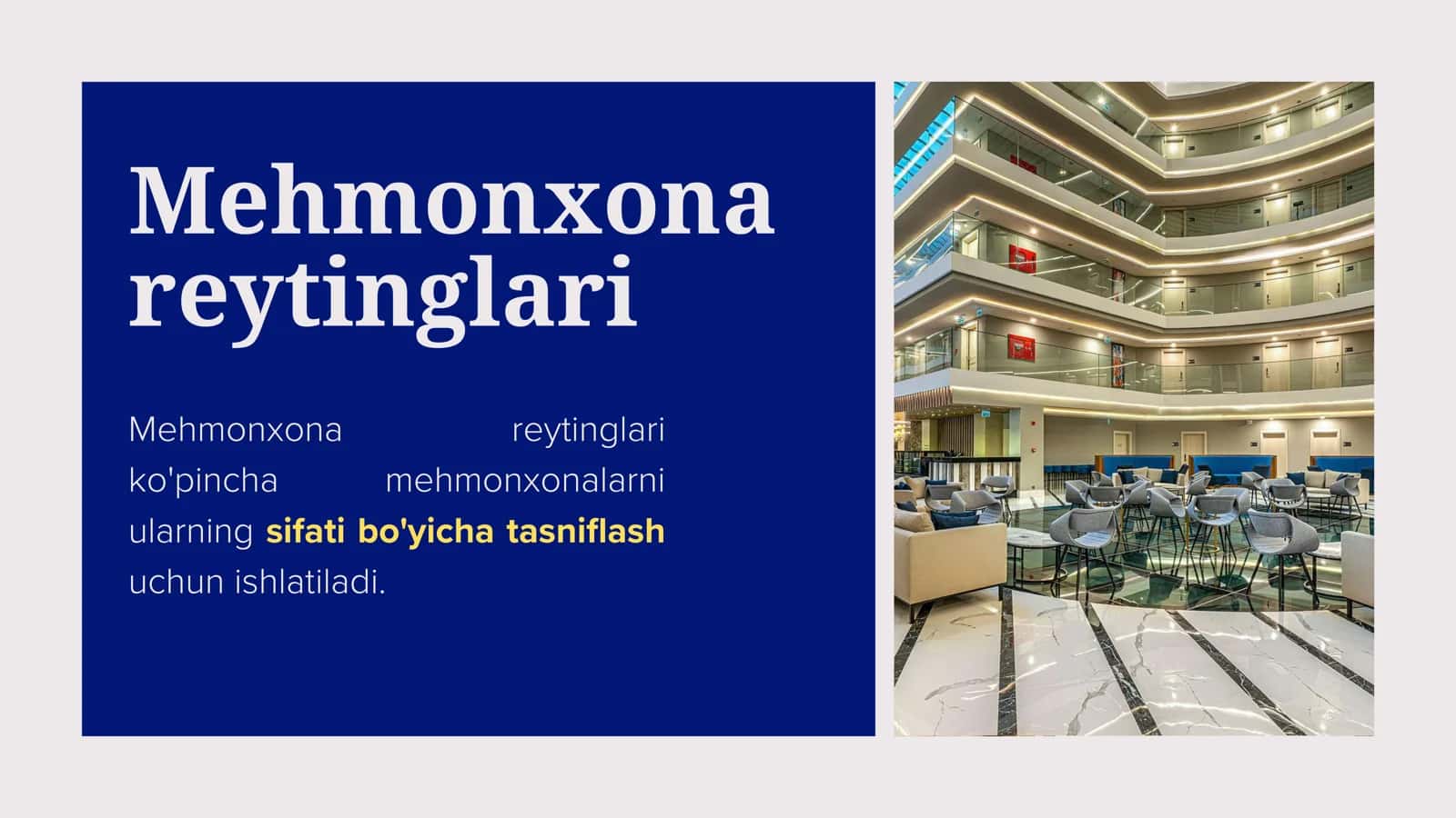 Mehmonxonalar harflar va tojlar toifalanishi 2