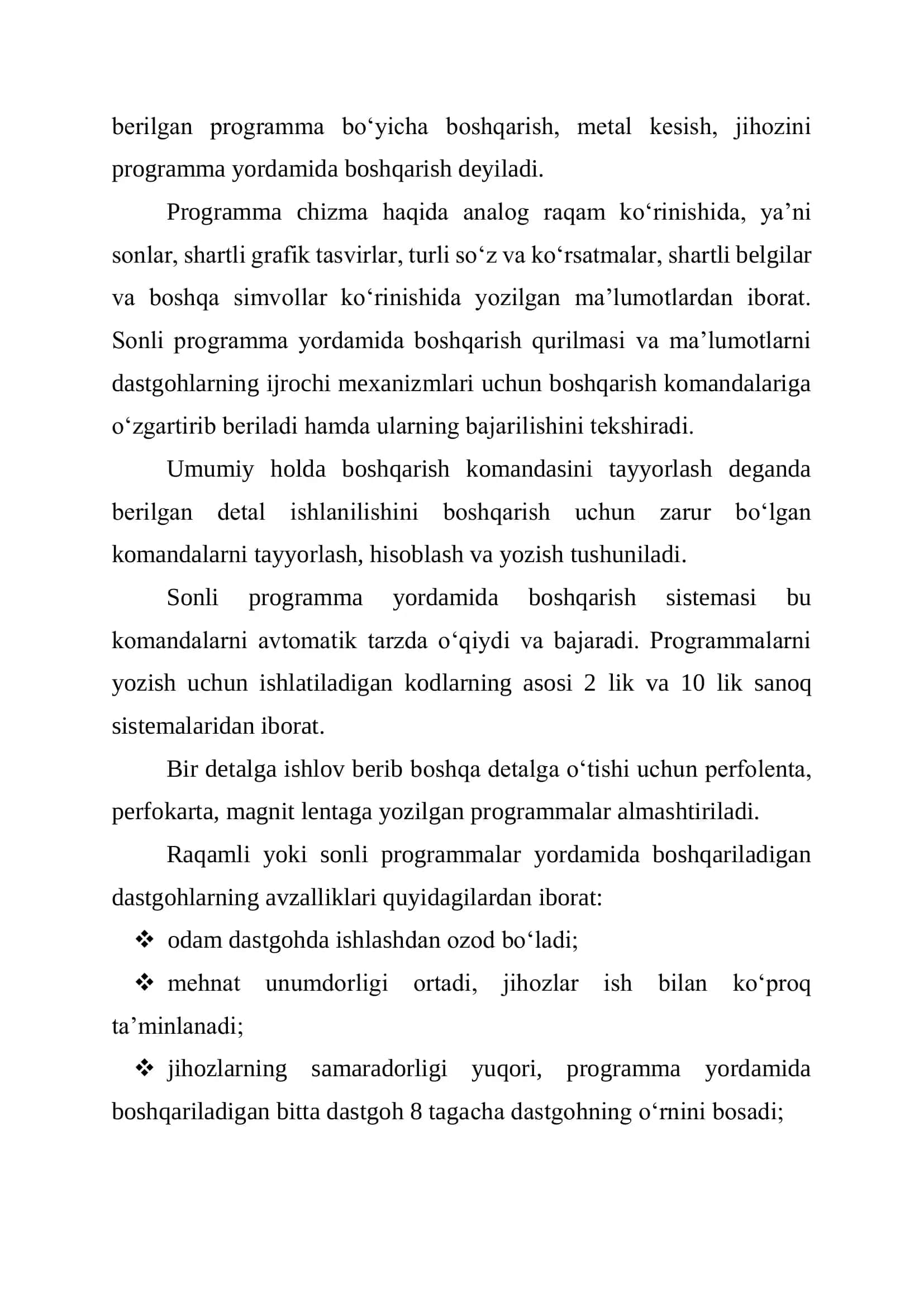 Dastgohlar va dasturiy boshqaruv tizimlari 2