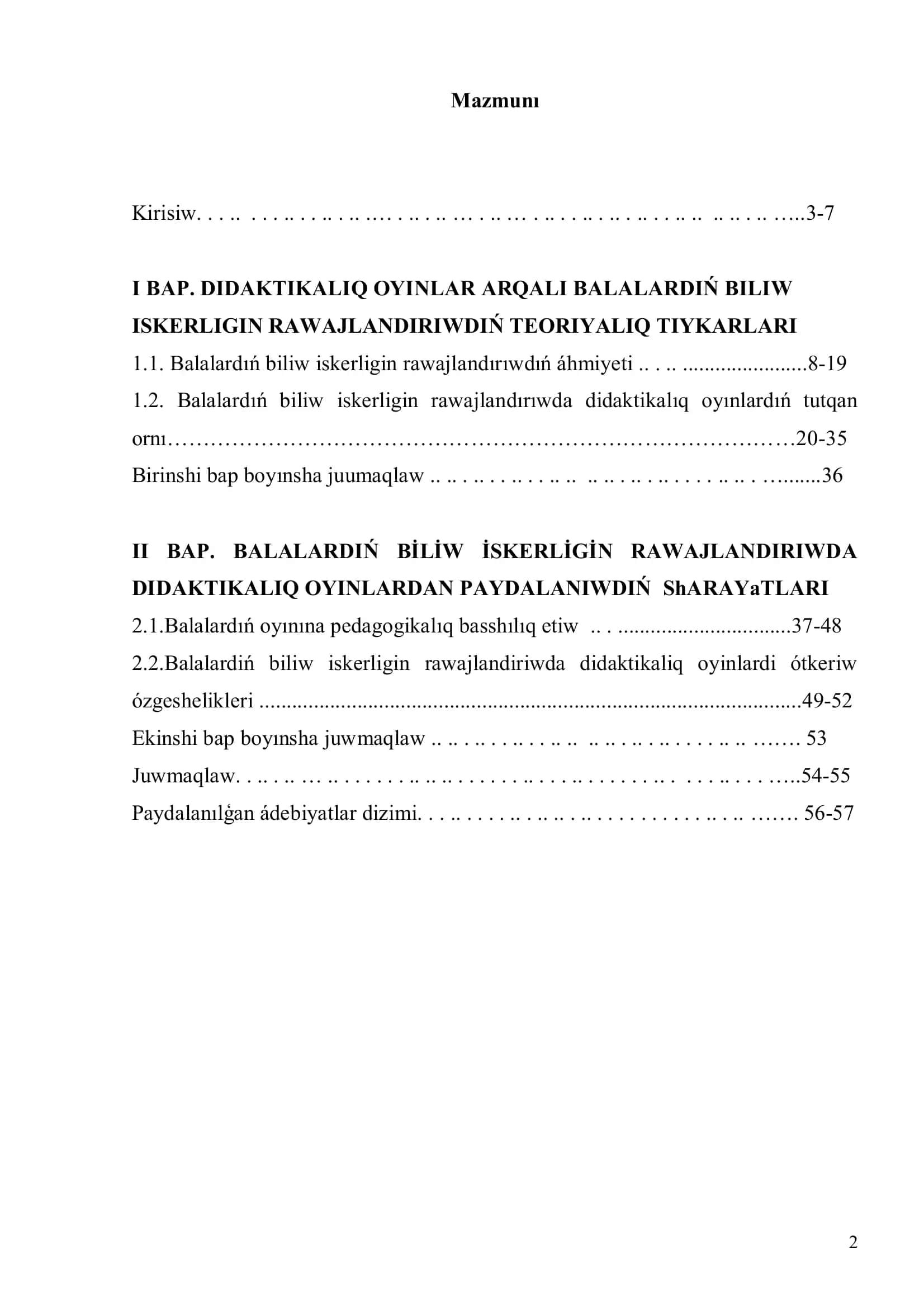 Pitkeriw qanigelik jumısı 2