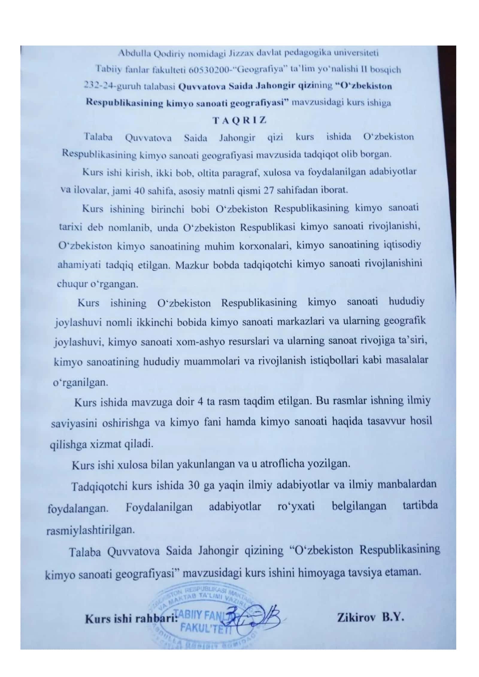 O‘zbekiston Respublikasining kimyo sanoati geografiyasi 2