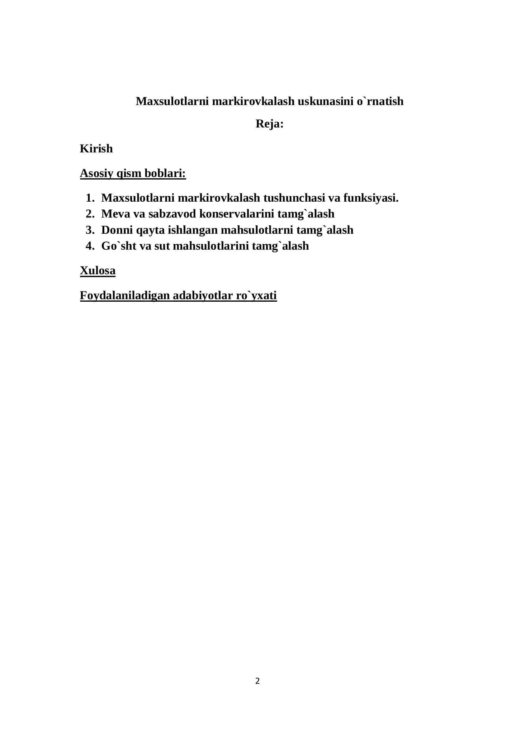 Qishloq xo`jaligi mahsulotlarini saqlash va qayta ishlash texnologiyasi 2