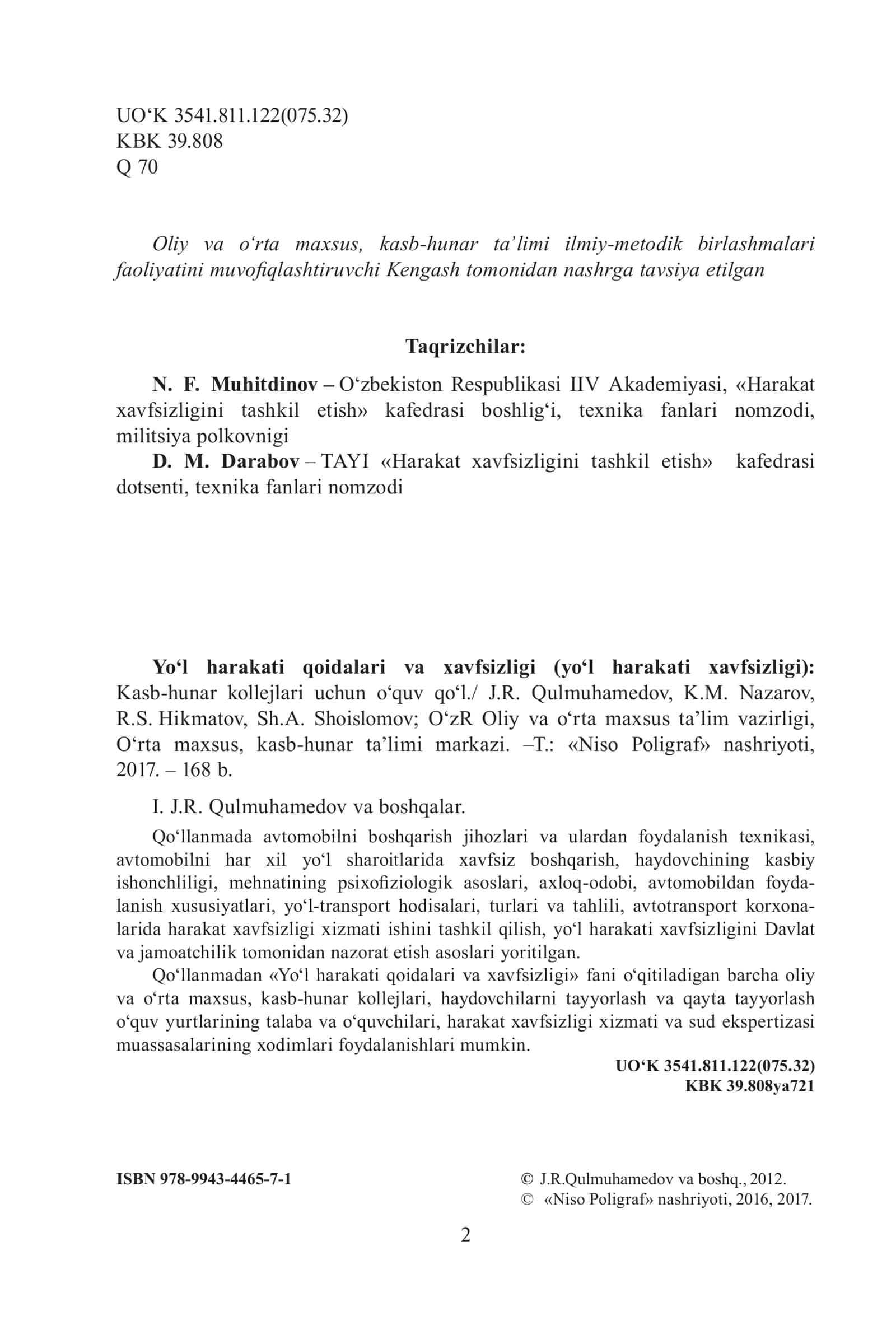YO‘L HARAKATI QOIDALARI VA XAVFSIZLIGI 2