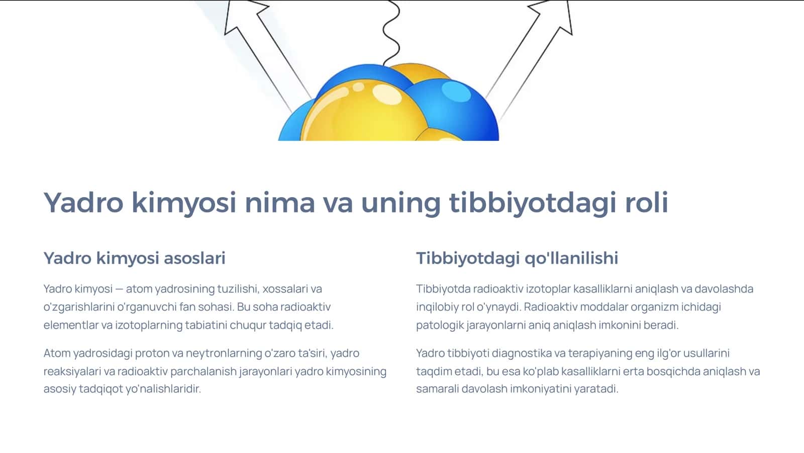 Yadro kimyosi va uning tibbiyotdagi ahamiyati 2