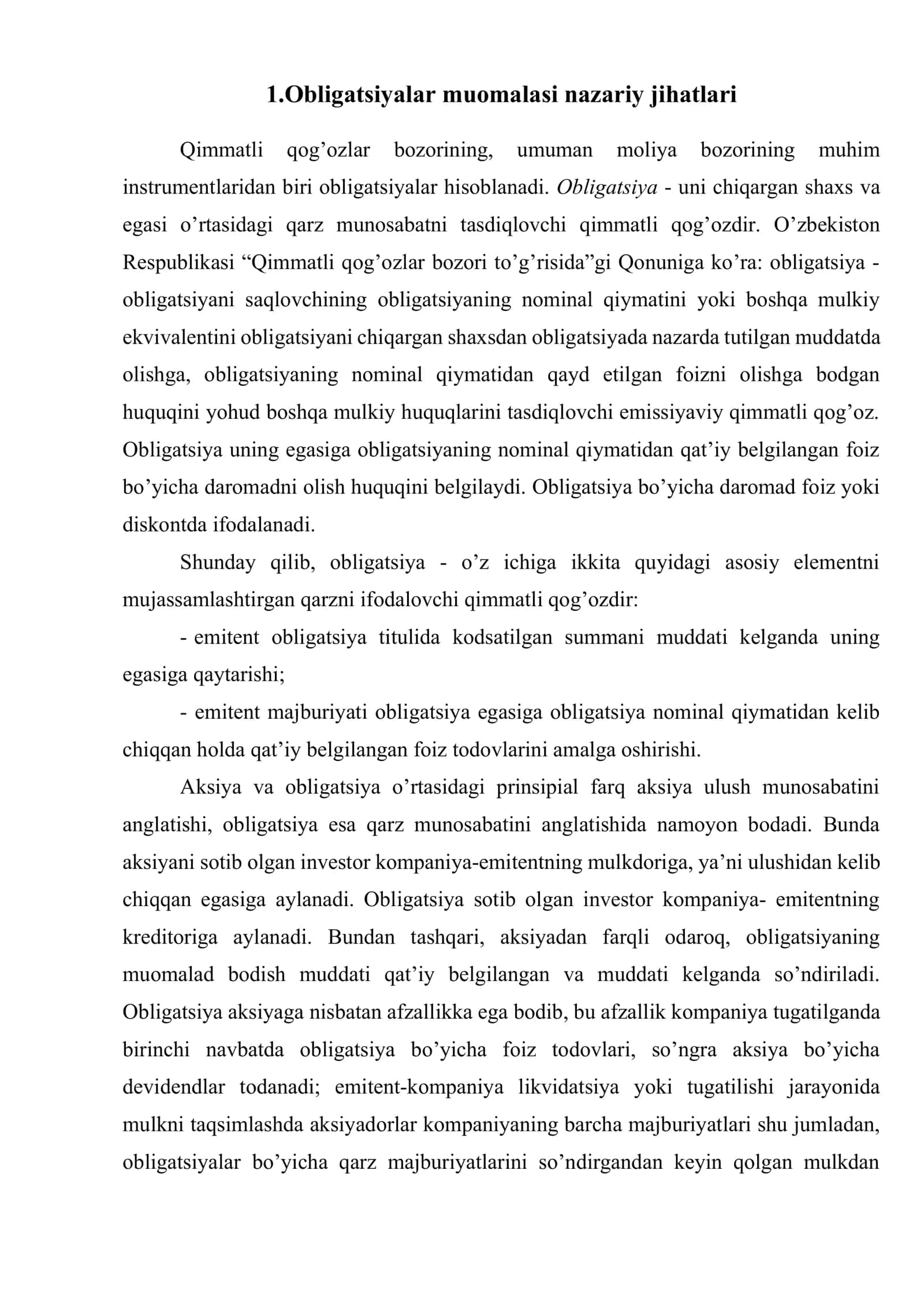 Obligatsiyalar bozori 2