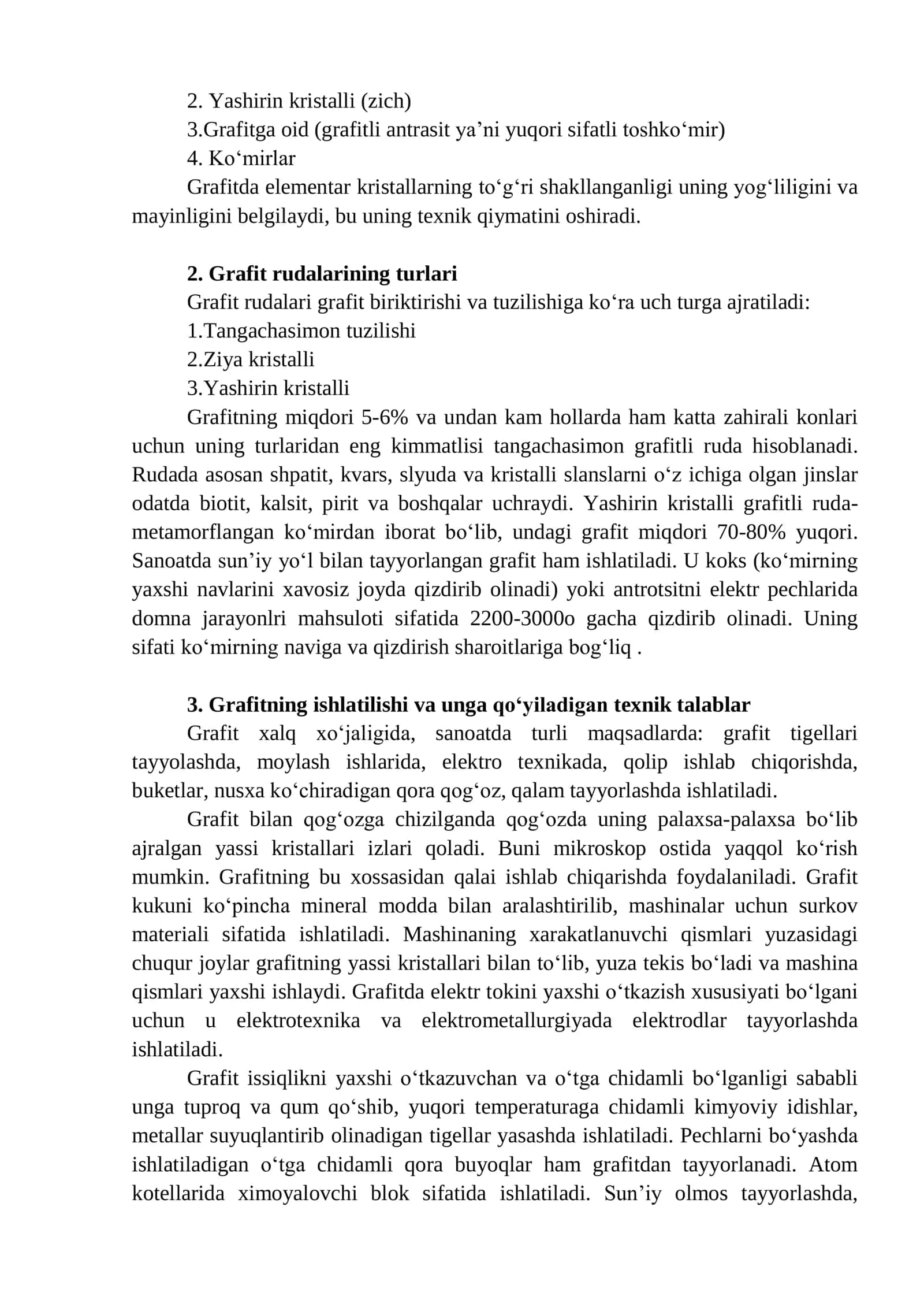 Grafit rudalaridan qimmatbaho komponentlarni ajratib olish texnologiyasi 2