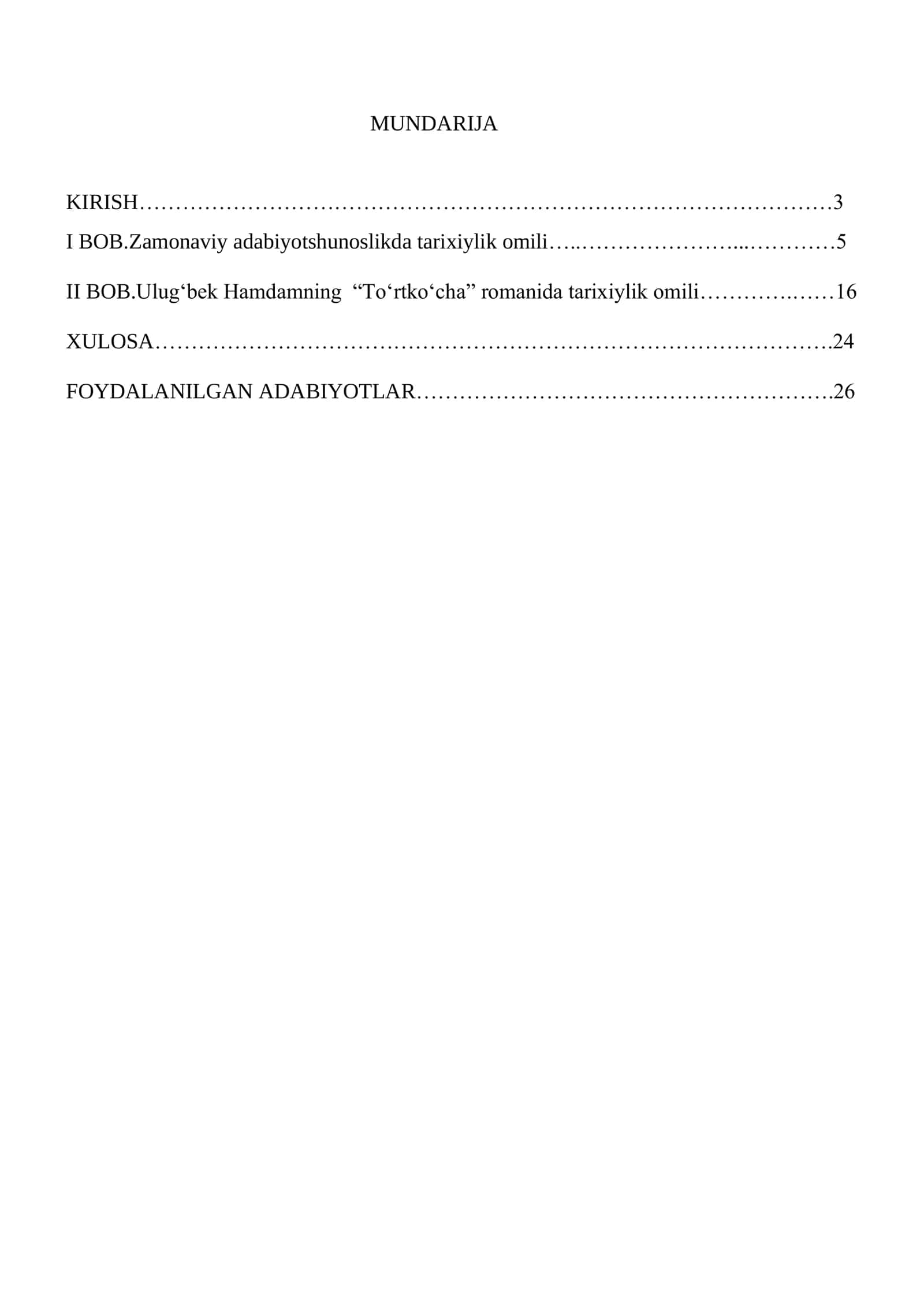 Adabiyotshunoslikka kirish va adabiyot nazariyasi fanidan tayyorlagan KURS ISHI 2