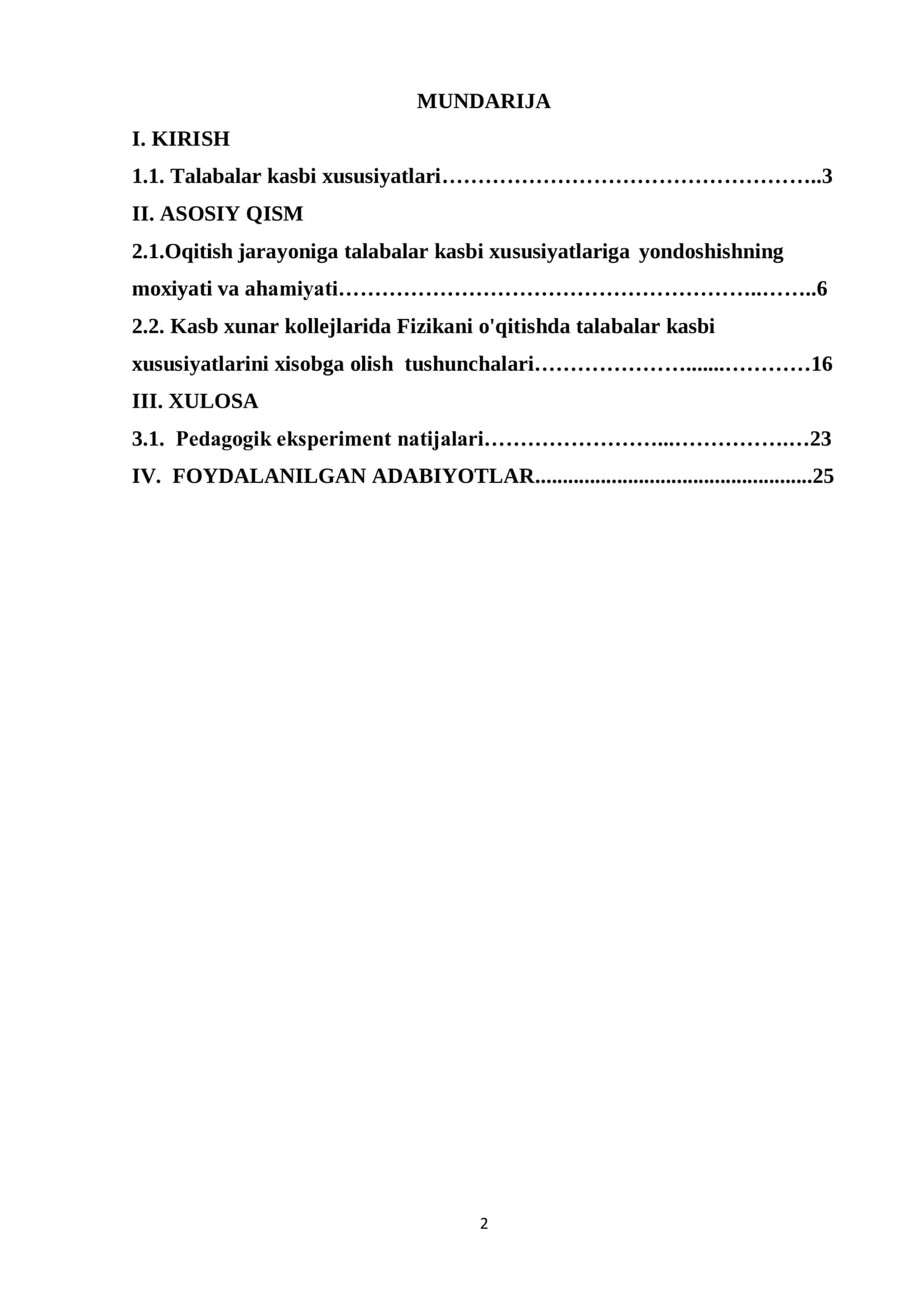 KASB-HUNAR KOLLEJLARIDA FIZIKANI O’QITISHDA TALABALAR KASBI XUSUSIYATLARINI HISOBGA OLISH MAVZUSIDA YOZGAN KURS ISHI 2