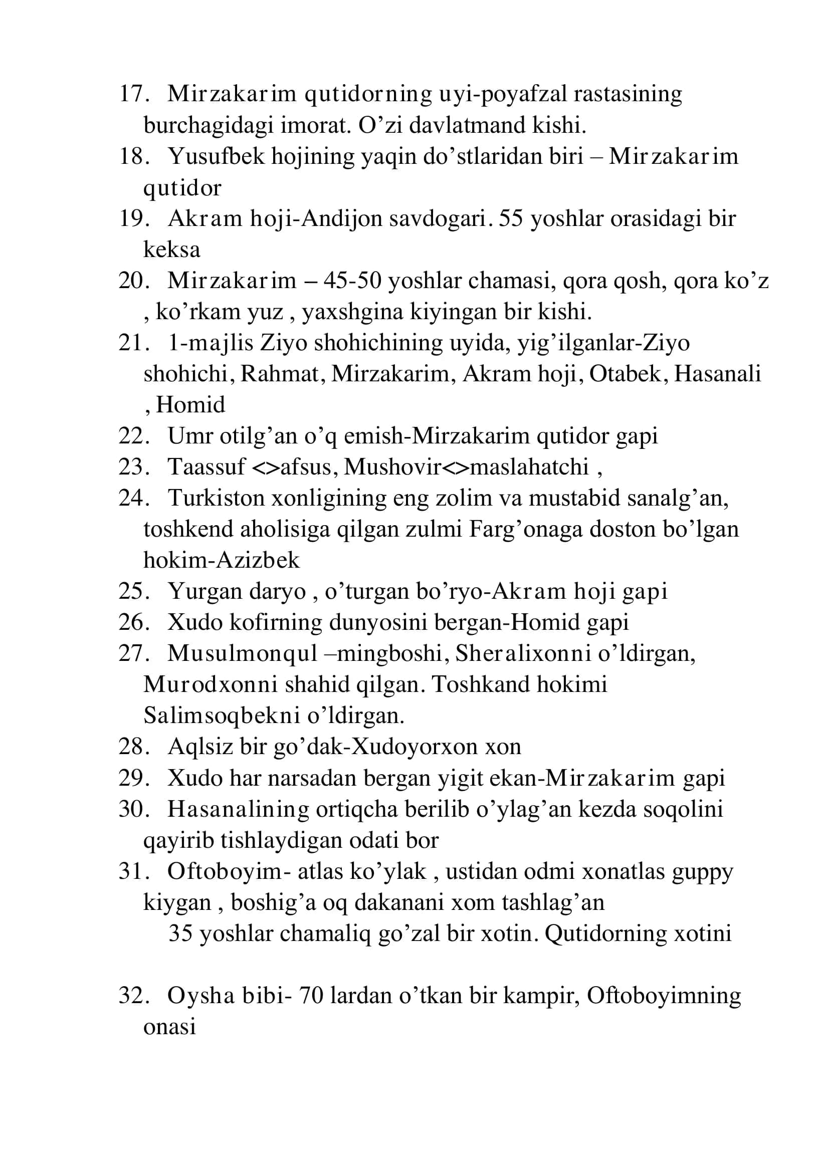 O'tkan kunlar kerakli ma'lumotlar 2