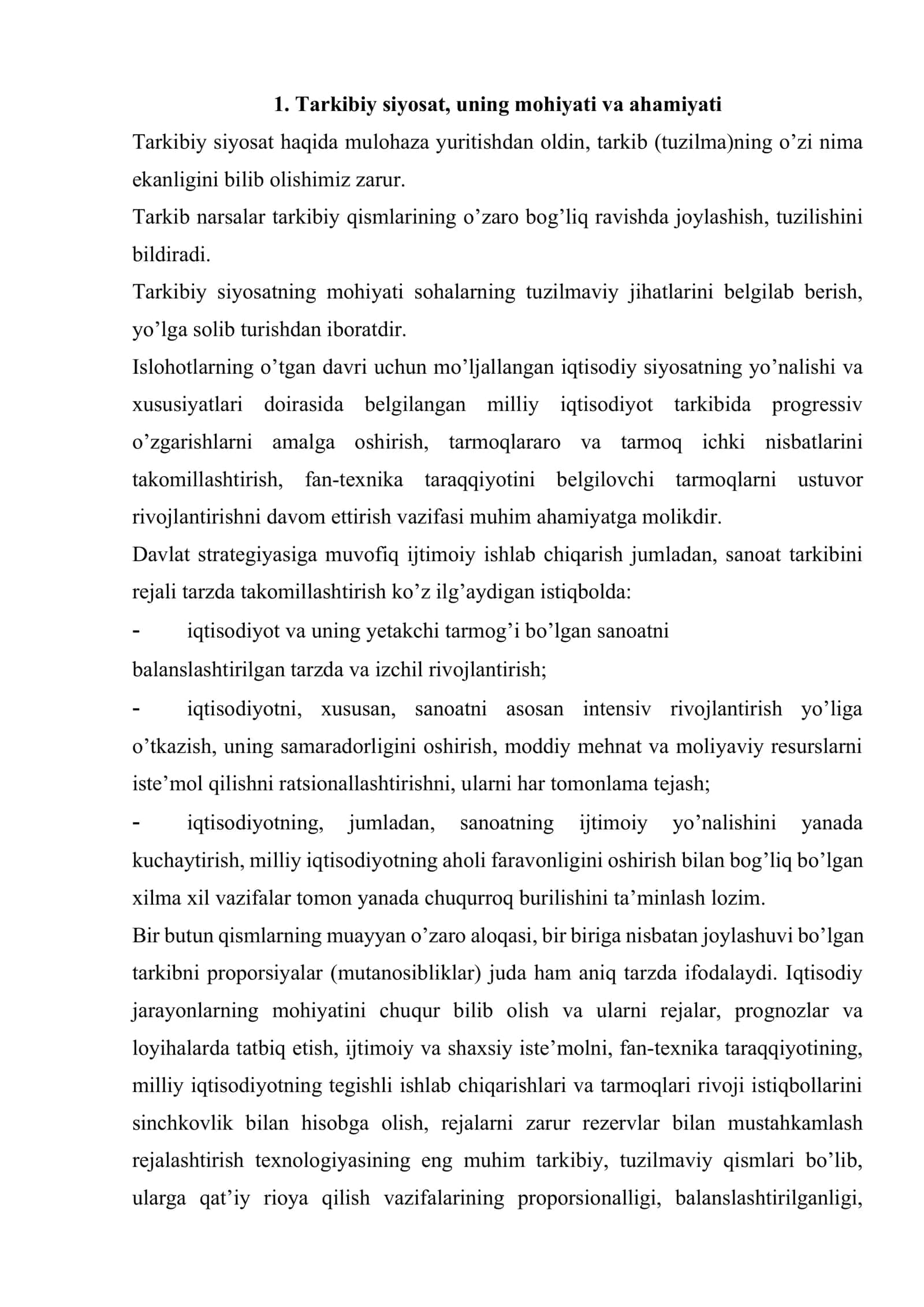 Sanoat tarmoq tuzilmasi va tarkibiy siljishlar 2