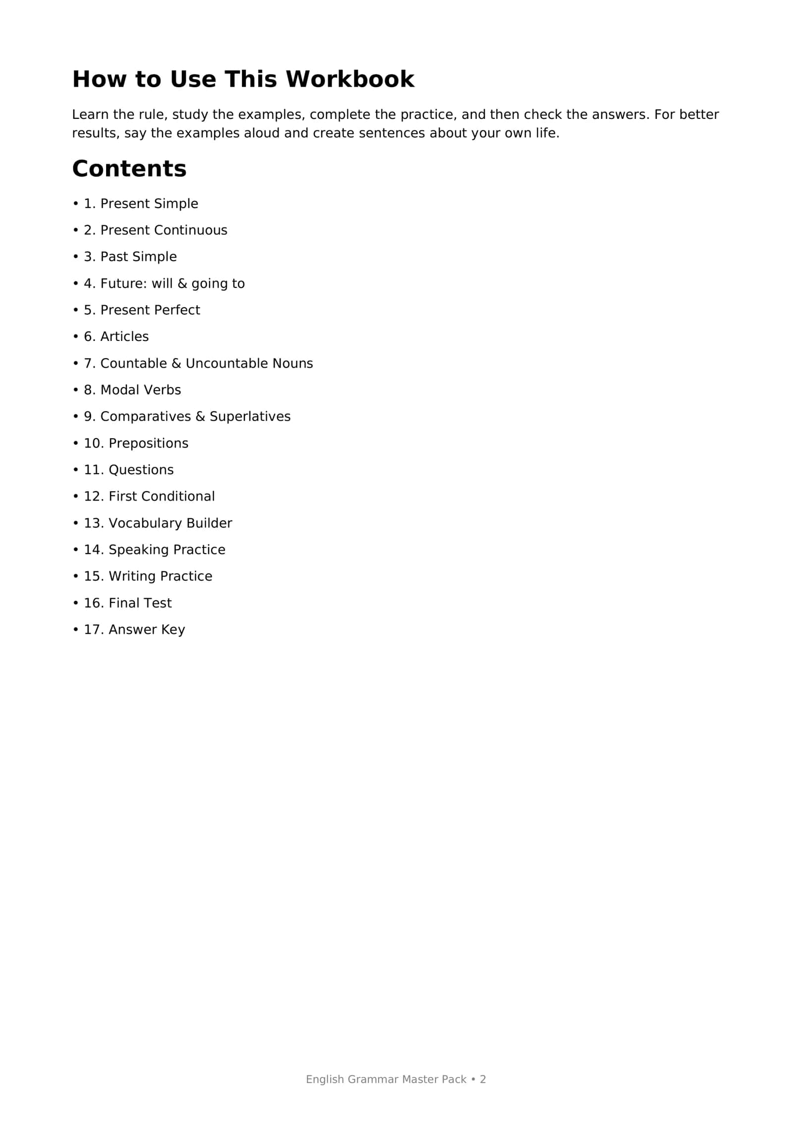 English grammar A1 2