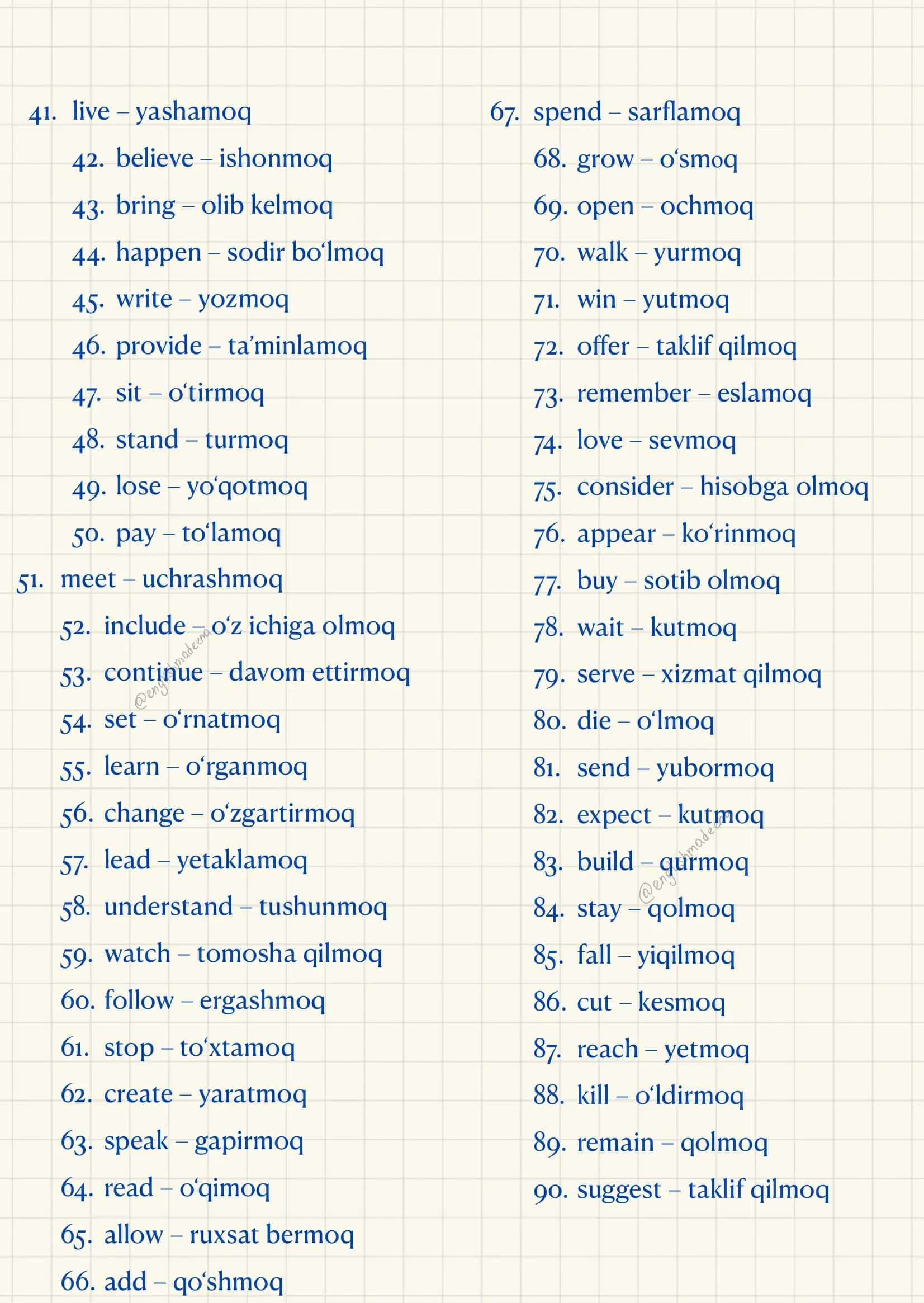 Verb List 2