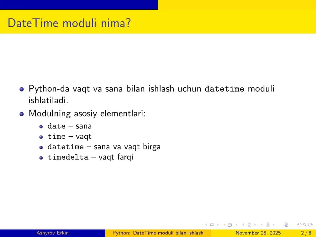 Python: DateTime moduli bilan ishlash 2