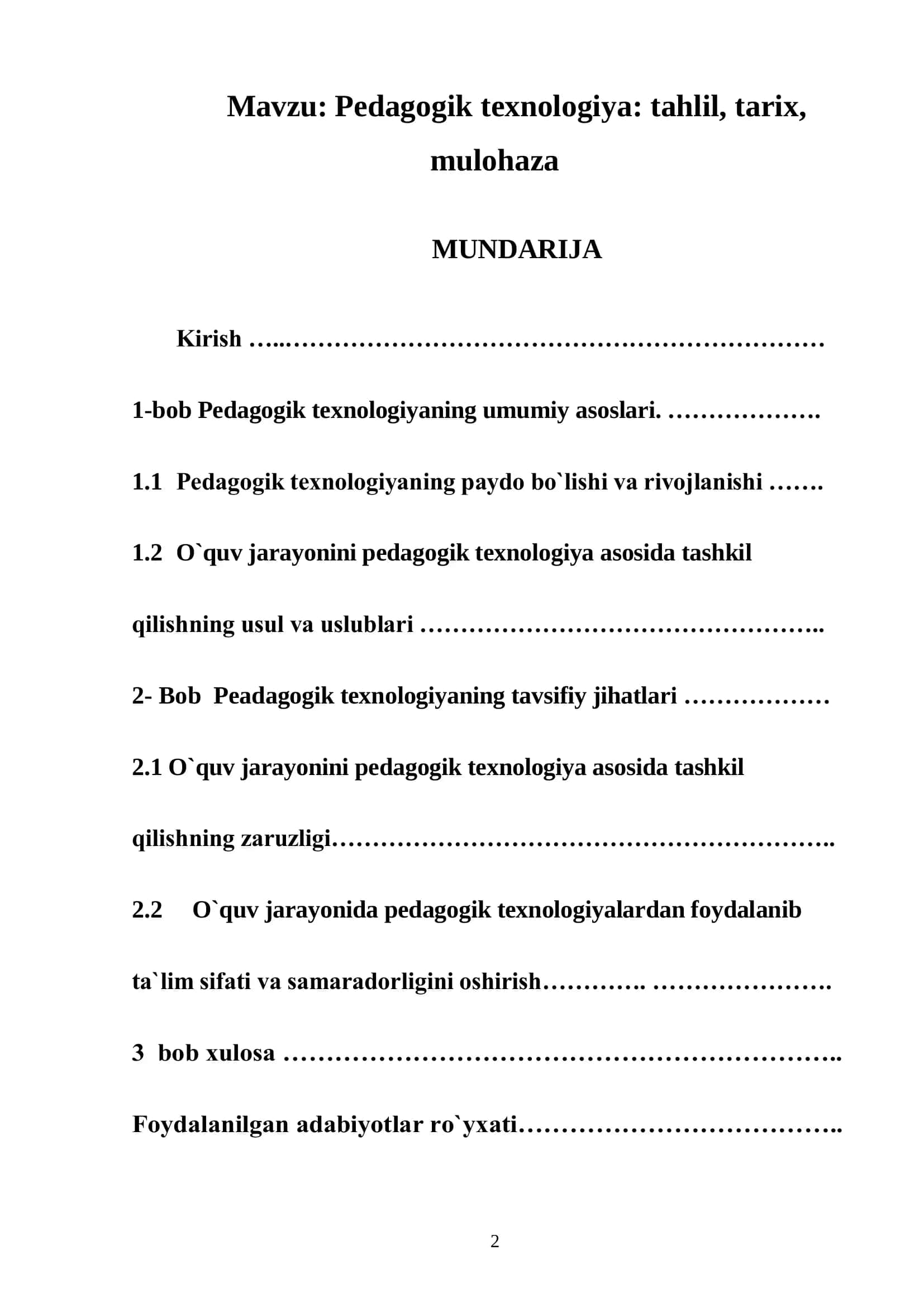 Pedagogik texnologiya: tahlil, tarix, mulohaza 2