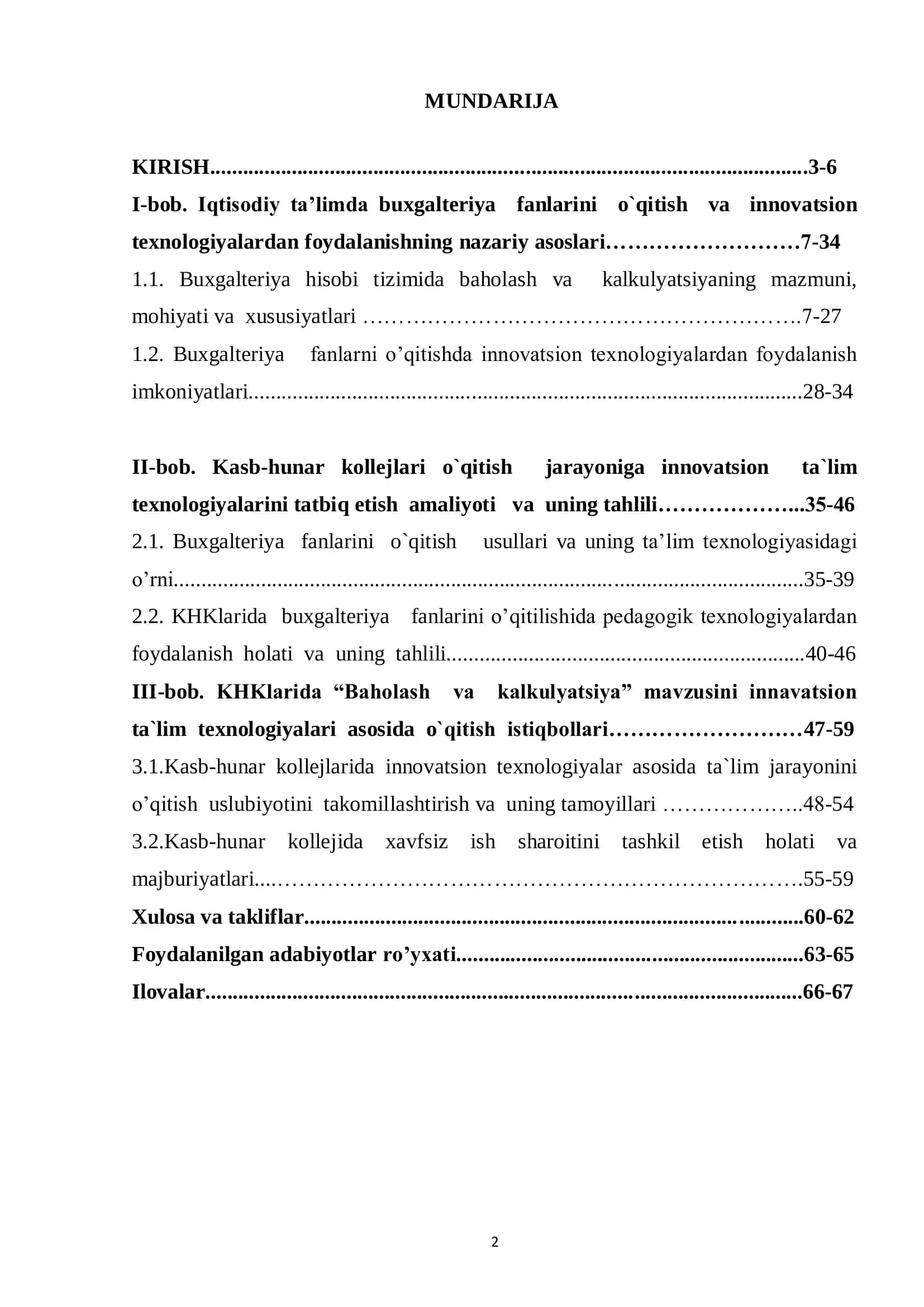 Kasb ta’limi: buxgalteriya hisobi va audit ta’lim yo‘nalishi 2