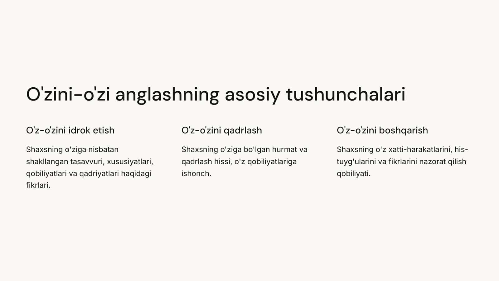 Shaxsni o’zini-o’zi anglashi 2
