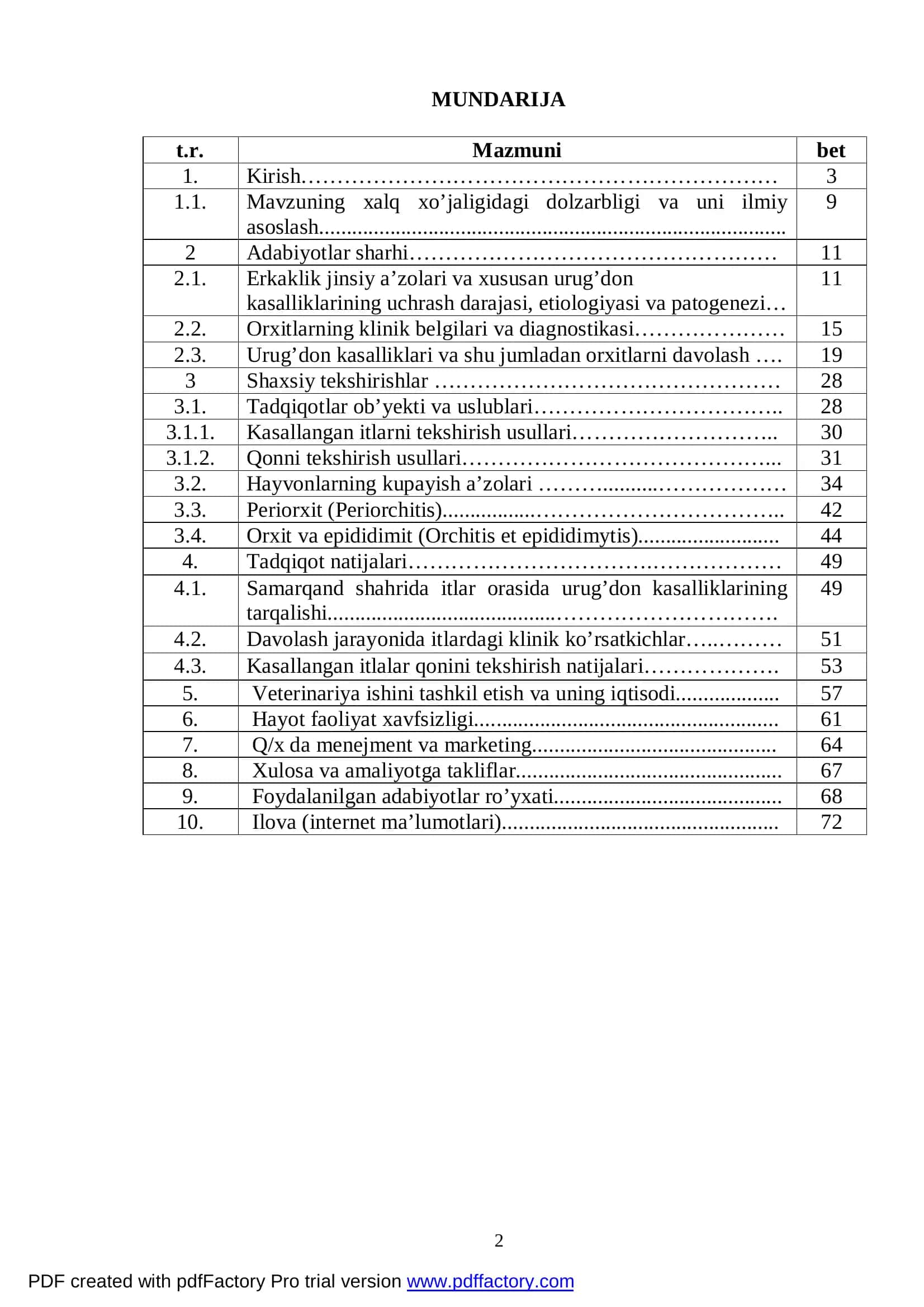 Orxitlarning etiopatogenezi, davolash va oldini olish chora–tadbirlari 2