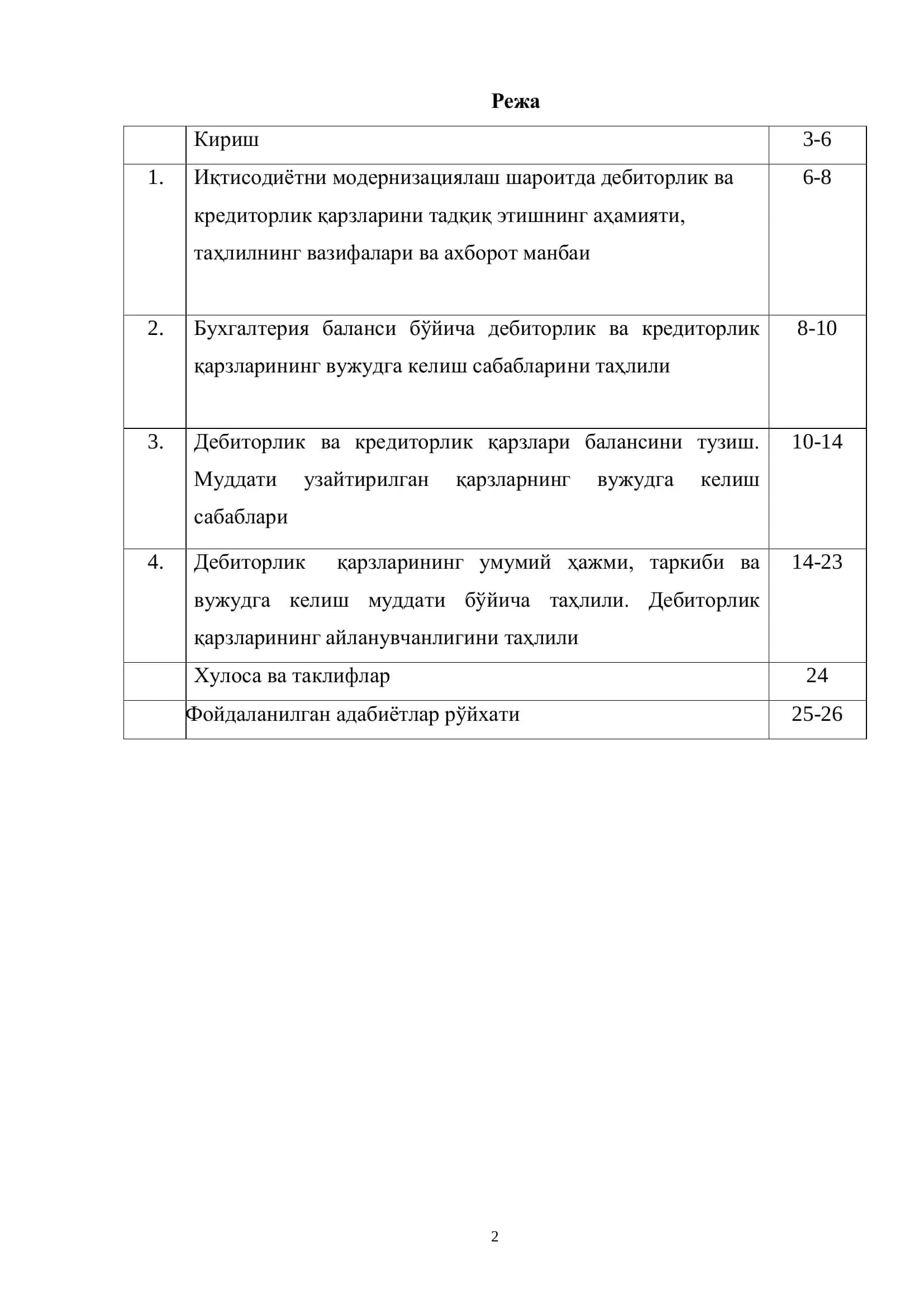 Дебиторлик ва Кредиторлик Қарзлари Таҳлили 2