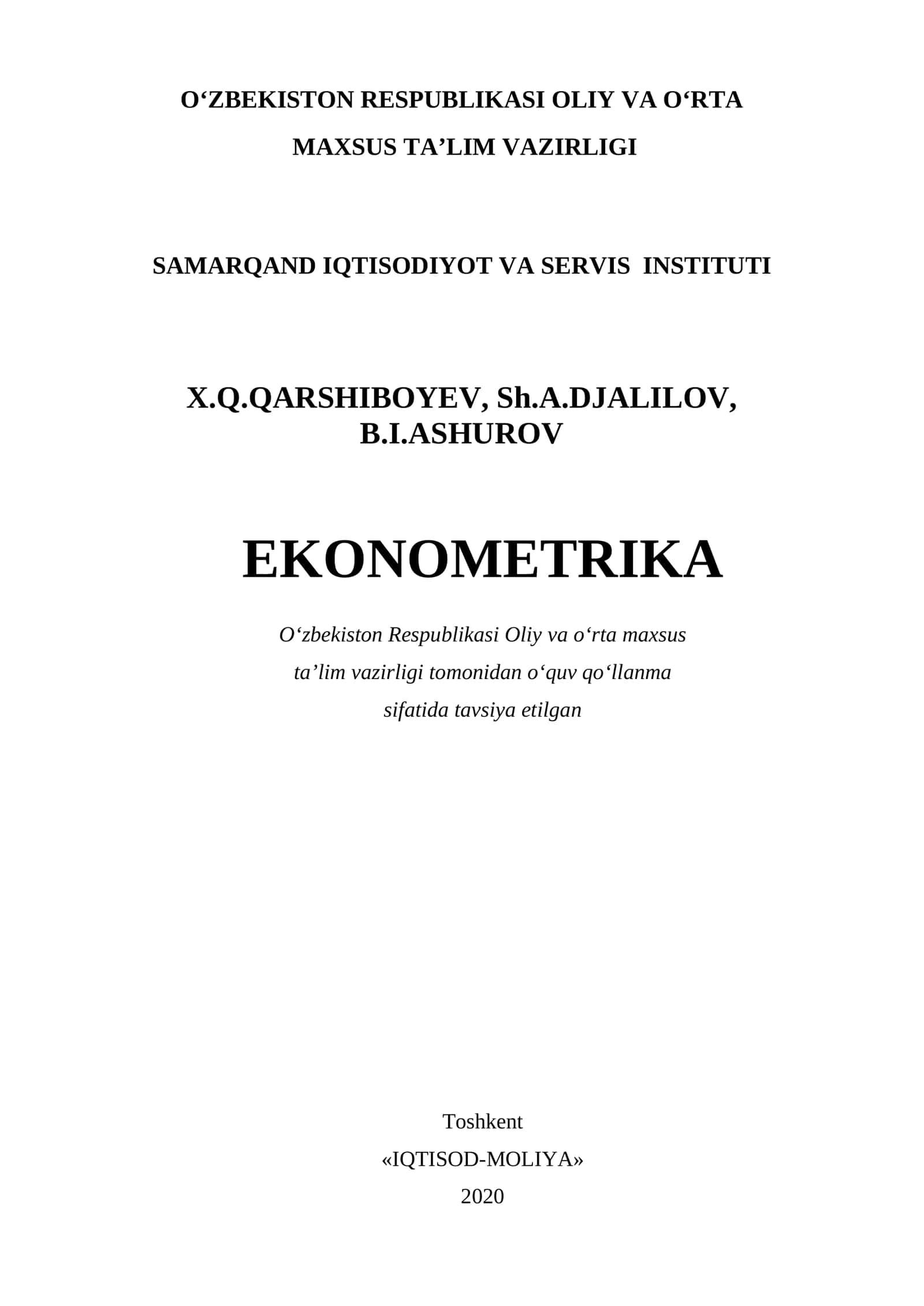 Ekonometrika kitobi 2