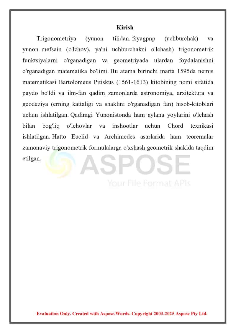 Asosiy trigonometrik ayniyatlar 2