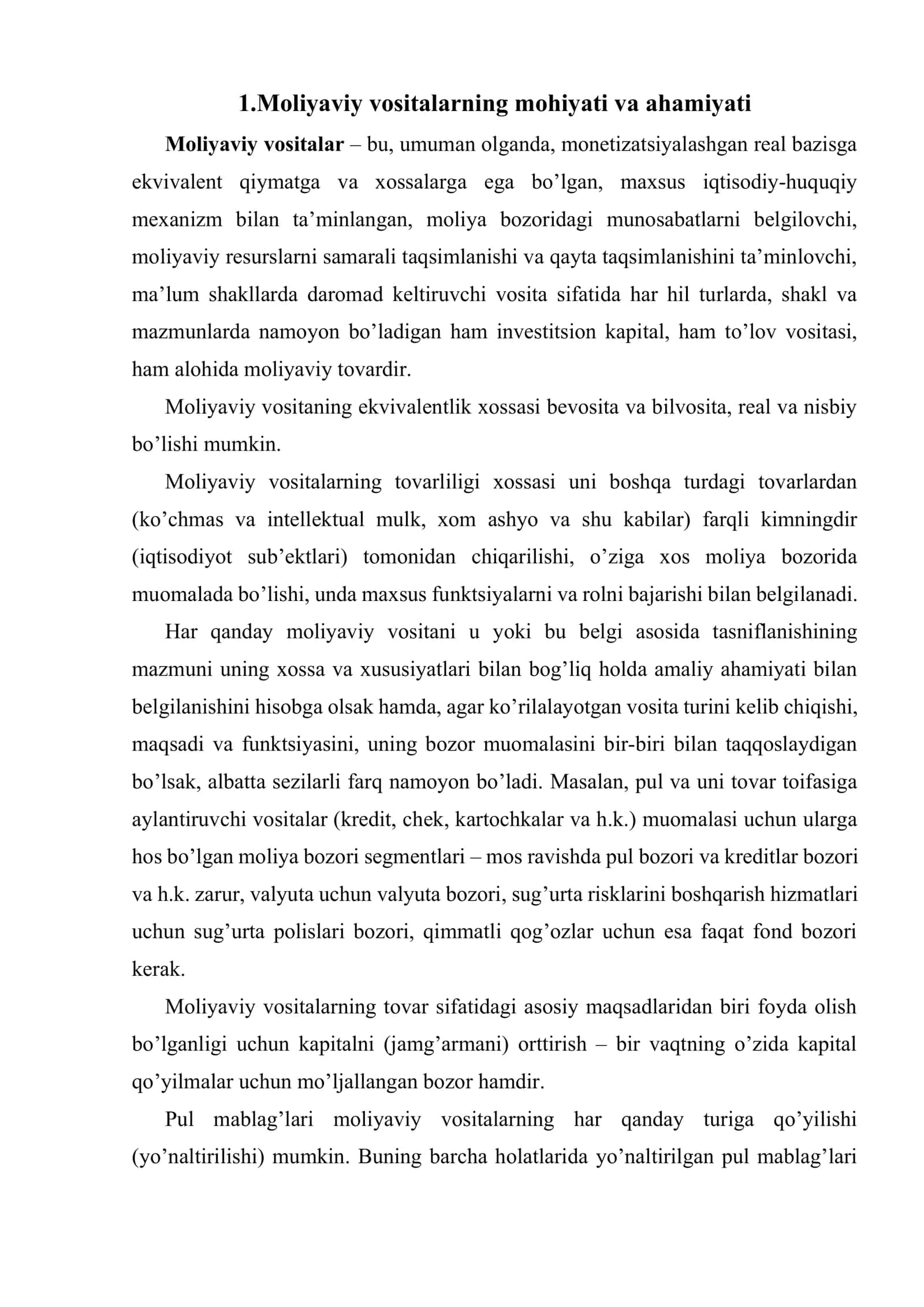 Investitsiyalarni moliyalashtirishdan moliyaviy vositalar 2