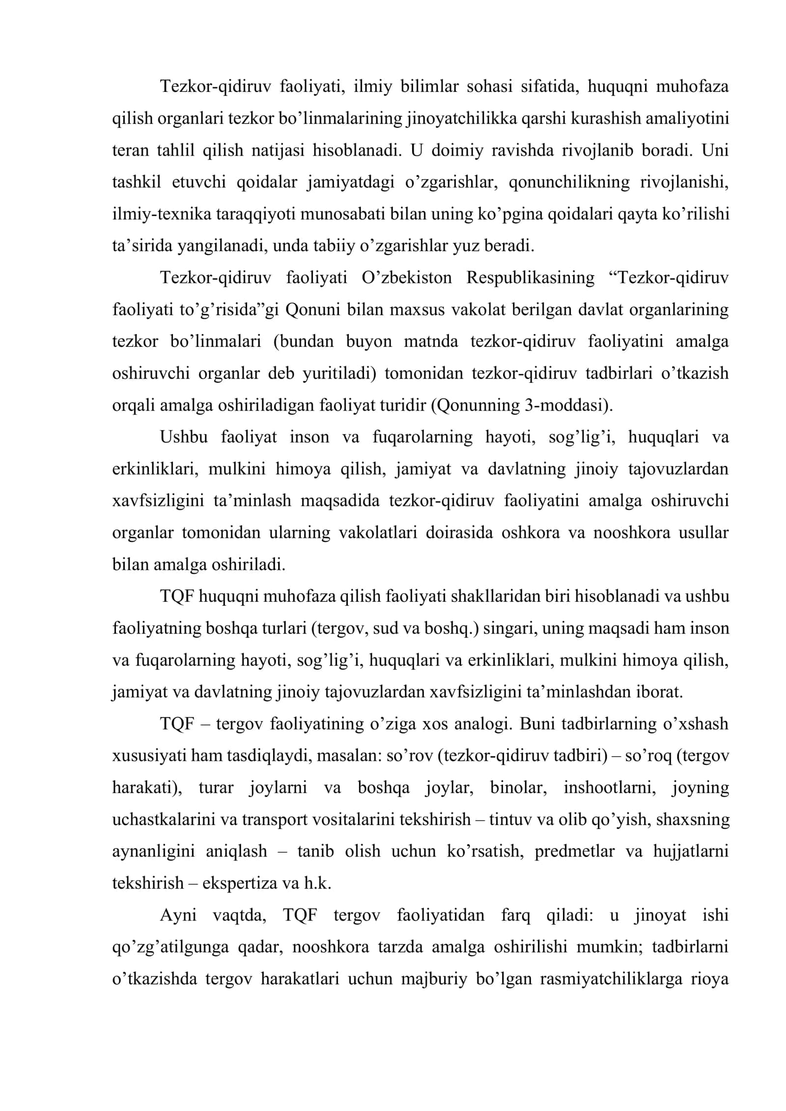 Tezkor qidiruv faoliyati tushunchasi, vazifalari, prinsiplari va uning huquqiy asoslari 2