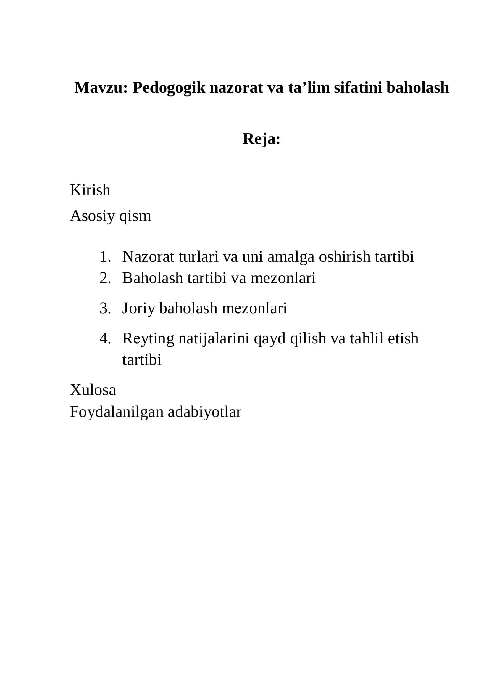 Pedogogik nazorat va ta’lim sifatini baholash 2