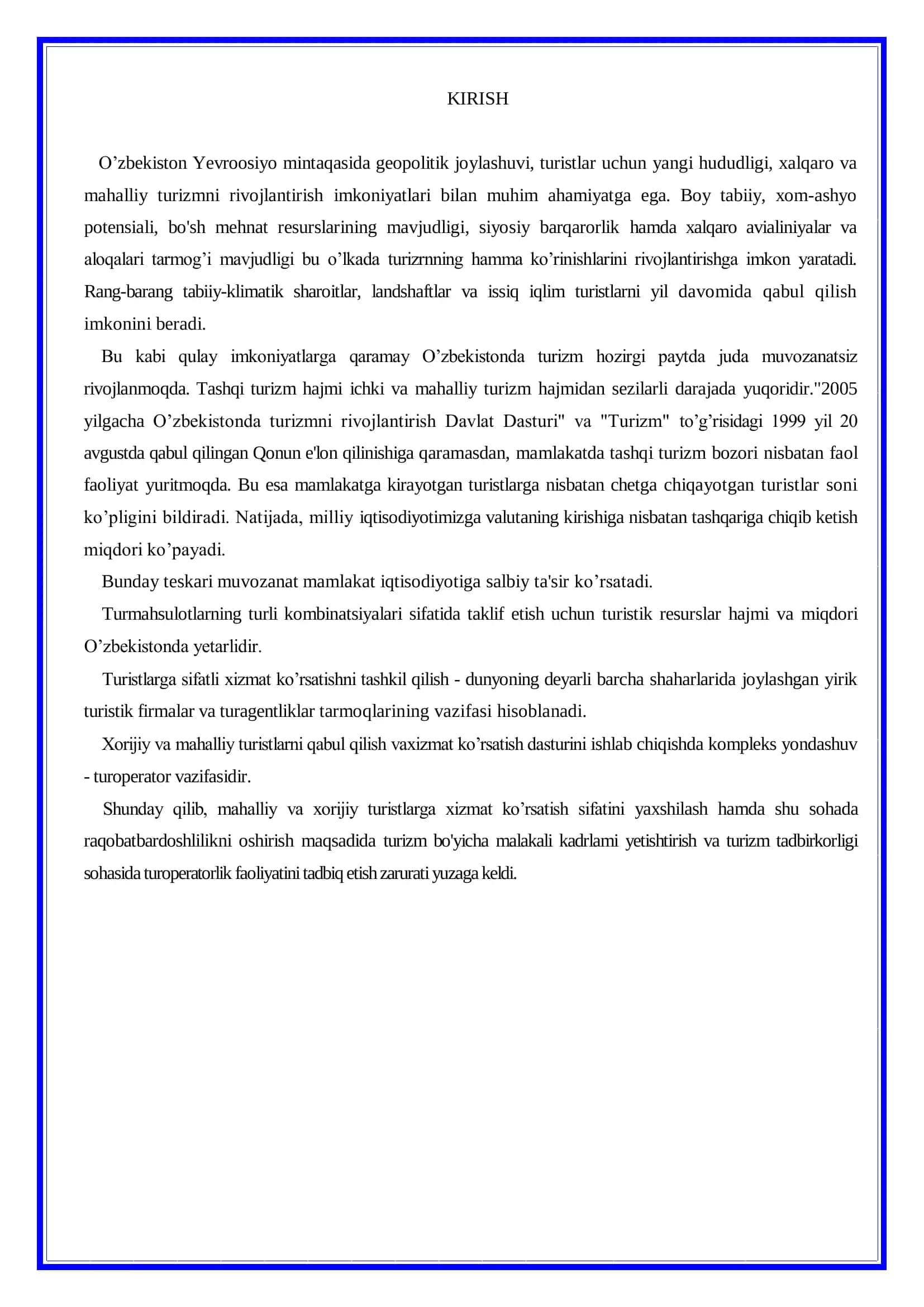 TURIZM FAOLIYATINI AMALGA OSHIRISH 2