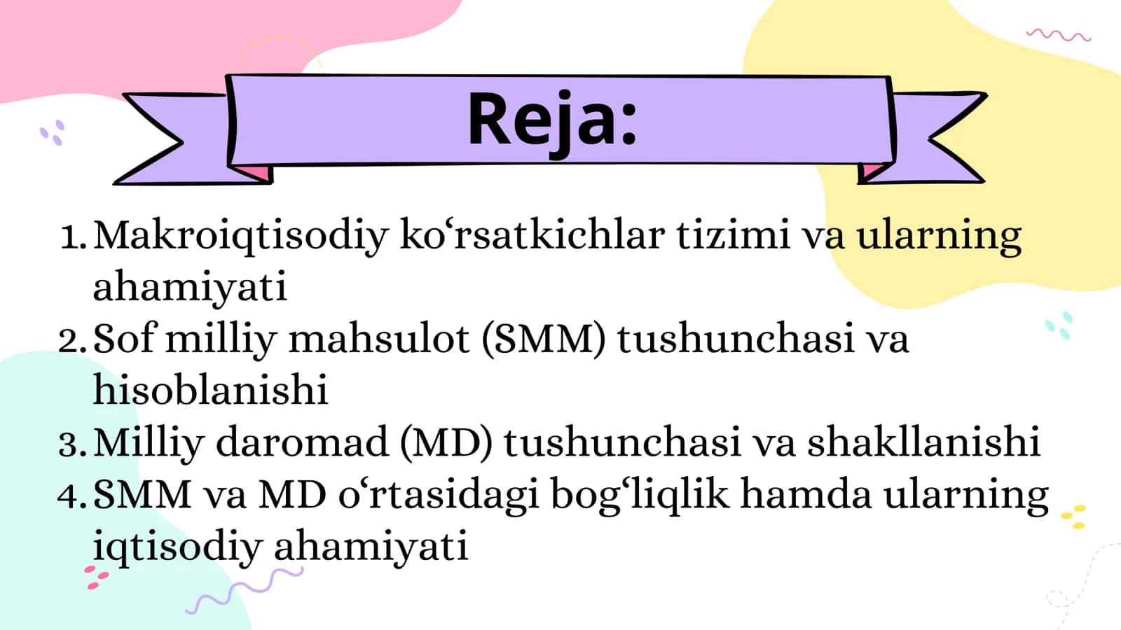 SOF MILLIY MAHSULOT VA MILLIY DAROMAD KO'RSATKICHLARI 2