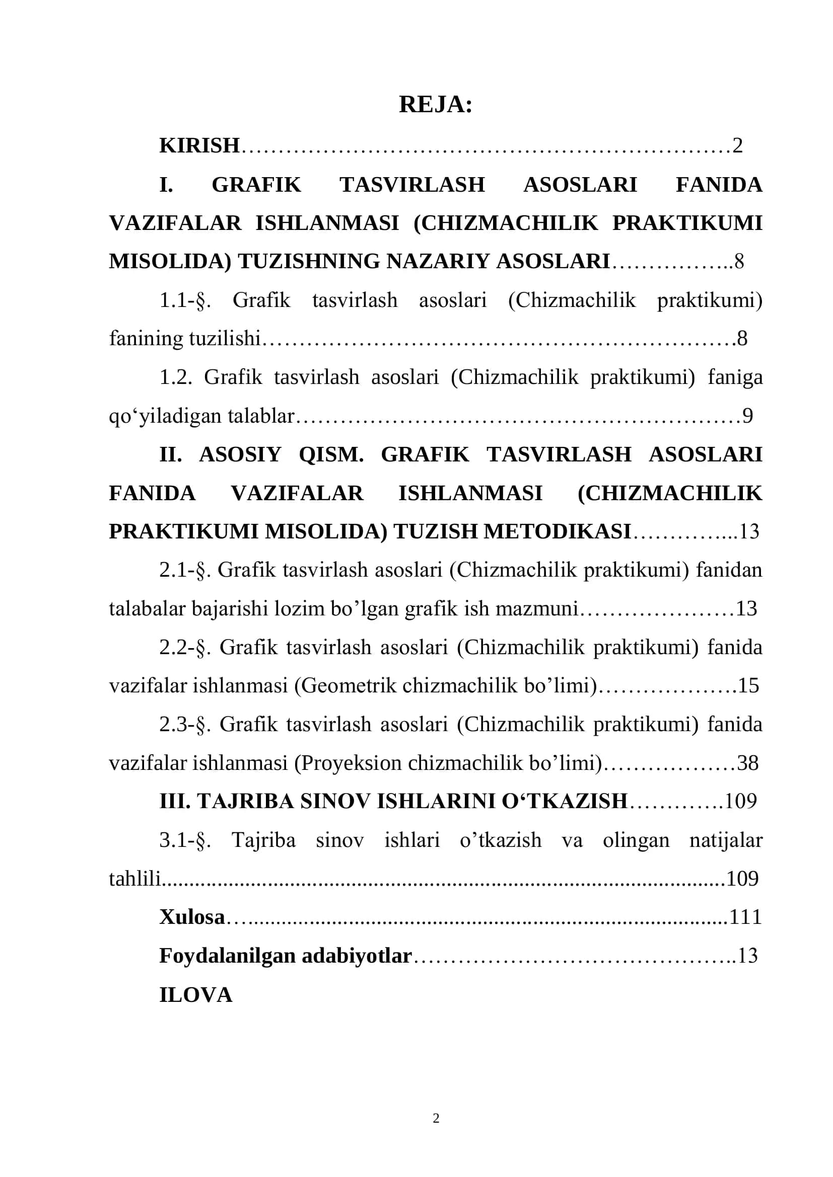 Grafik tasvirlash asoslari fanidan vazifalar ishlanmasi (Chizmachilik praktikumi misolida) 2