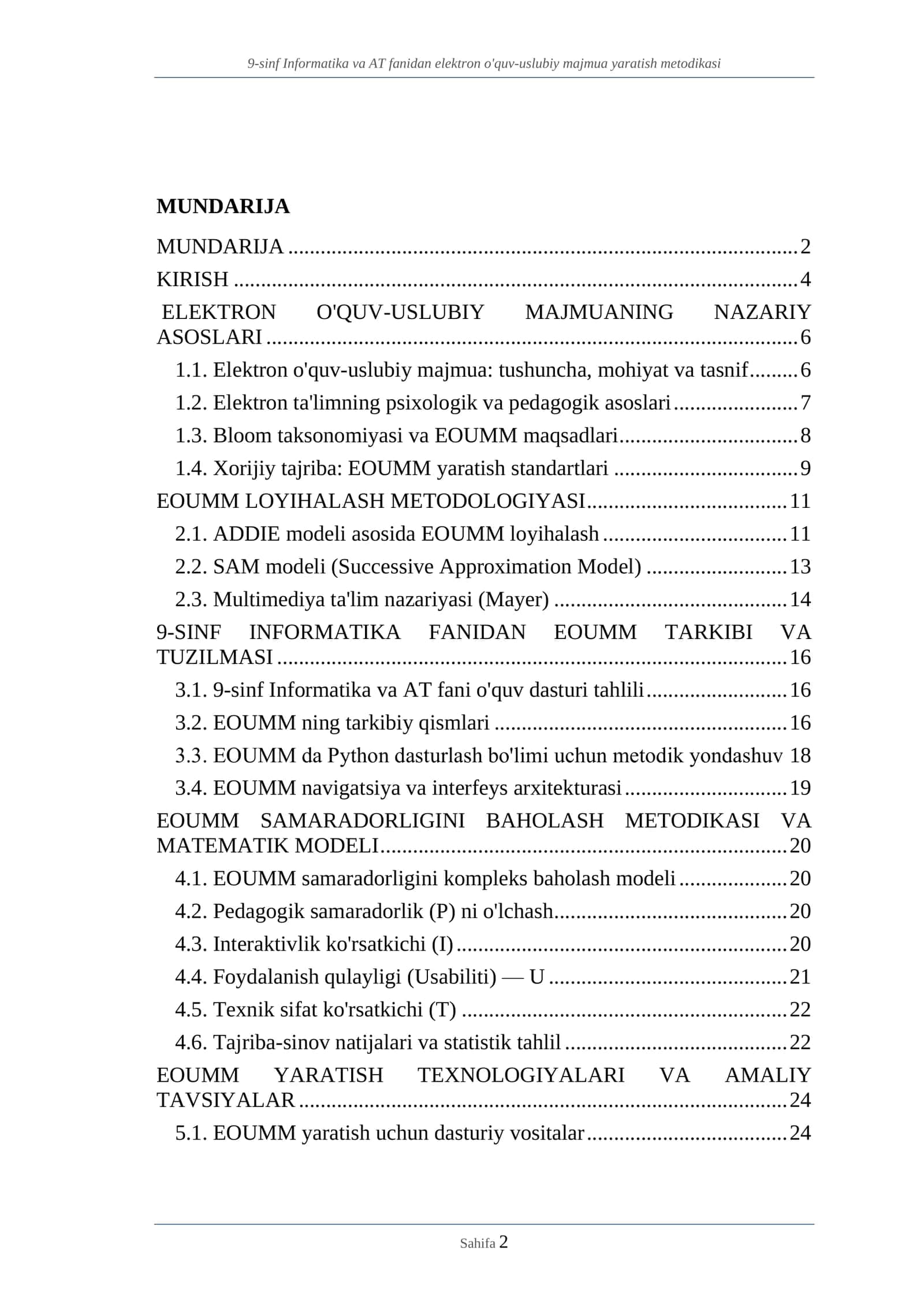 9-sinf Informatika va AT fanidan elektron o'quv-uslubiy majmua yaratish metodikasi 2