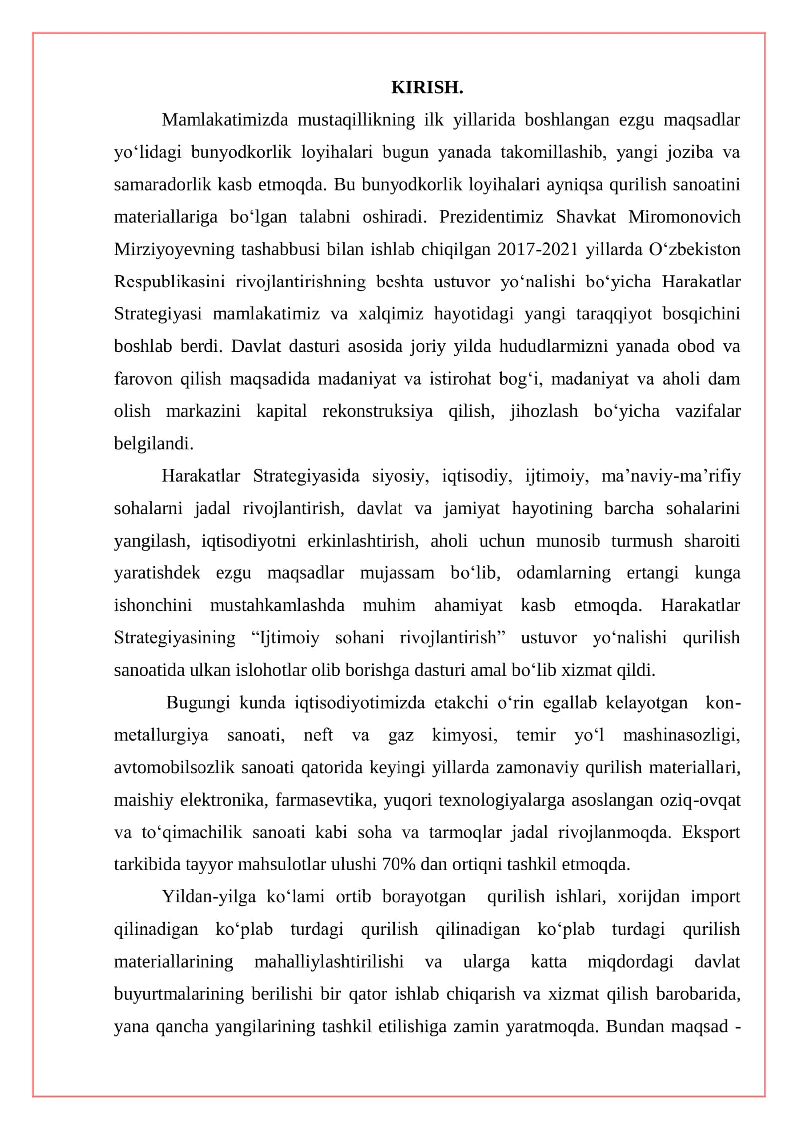 Ko`prik tayanchlari uchun temir-beton qoziqlar ishlab chiqarish korxonasini loyihalash 2