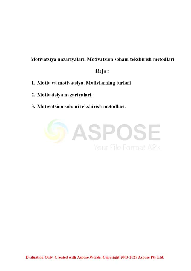 Motivatsiya nazariyalari va motivatsion sohani tekshirish metodlari 2