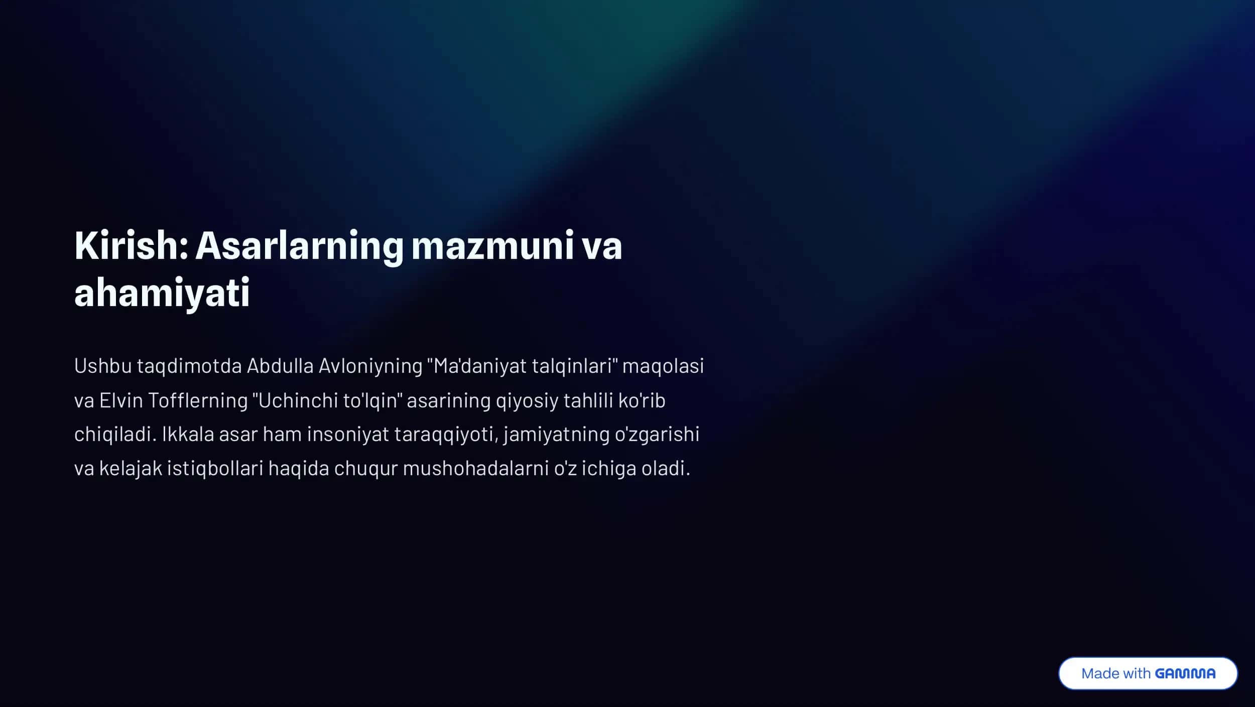 Abdulla Avloniy va Elvin  Toffler Ma'daniyat va  Kelajak Talqinlari 2