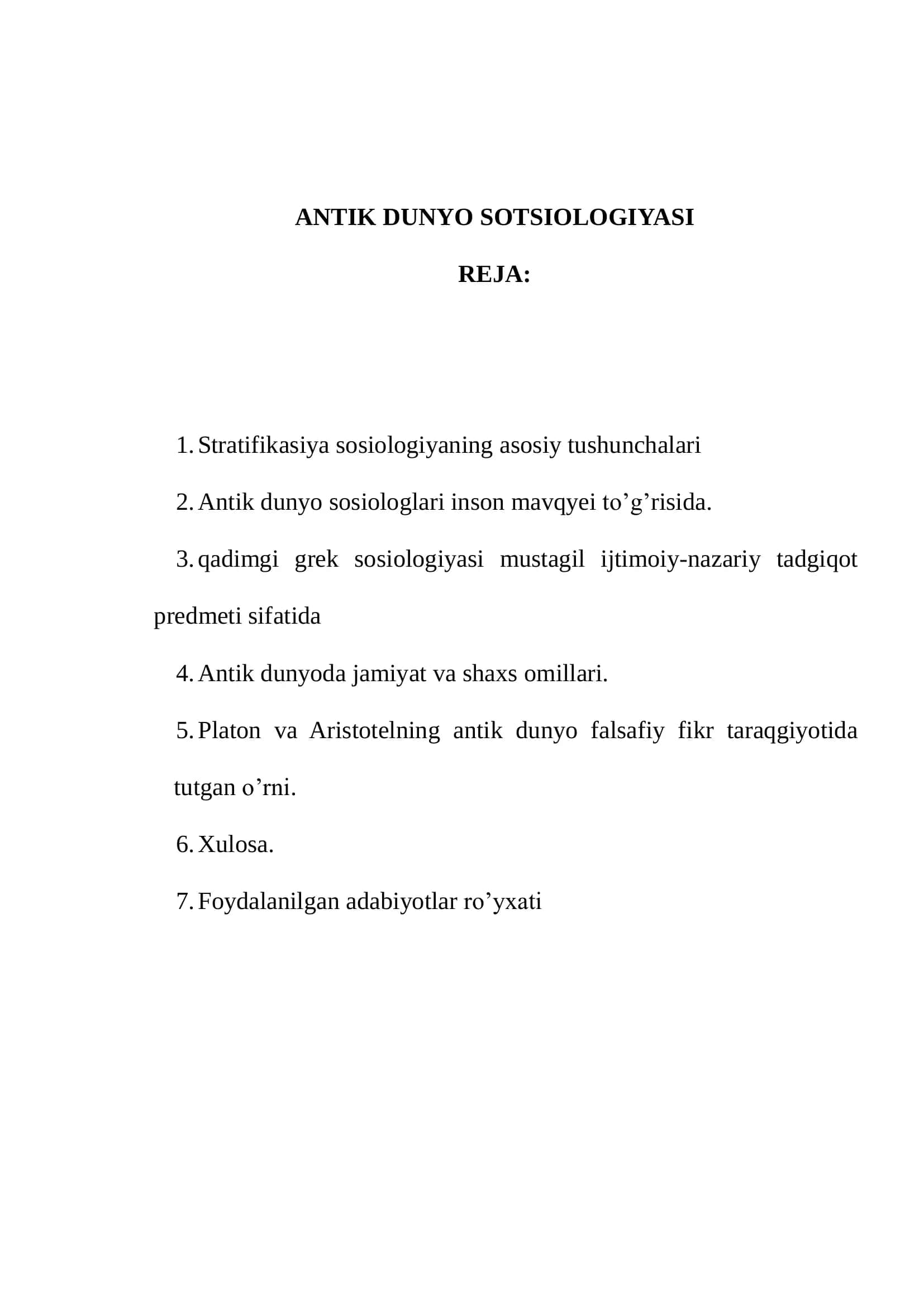 Antik Dunyo Sotsiologiyasi 2
